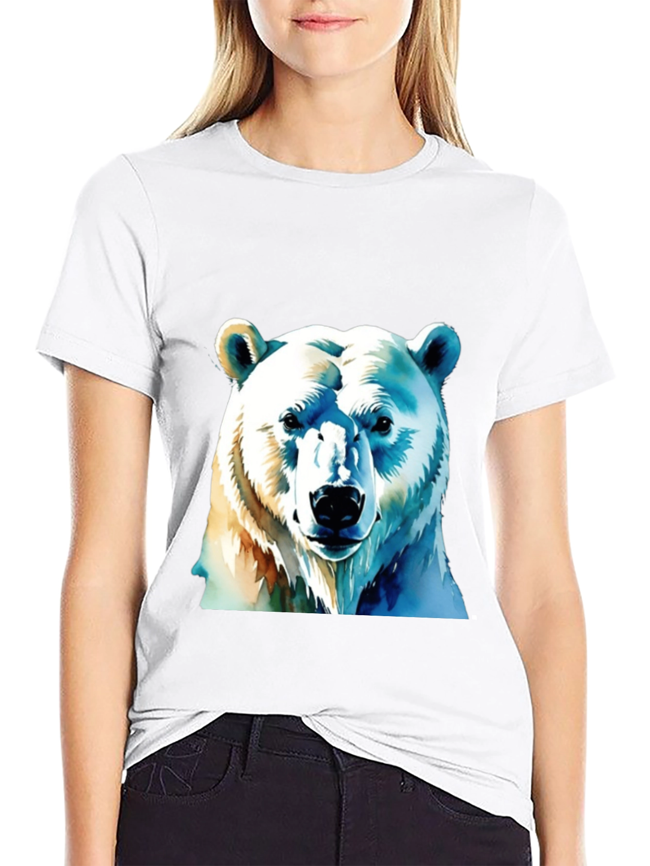 Black Polar Bear Graphic Tee - Black Cotton T-Shirt view 9