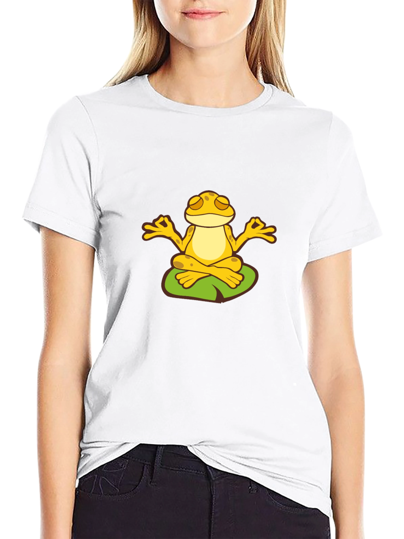 Black Zen Frog Meditating T-Shirt - Peaceful Yoga Tee view 9
