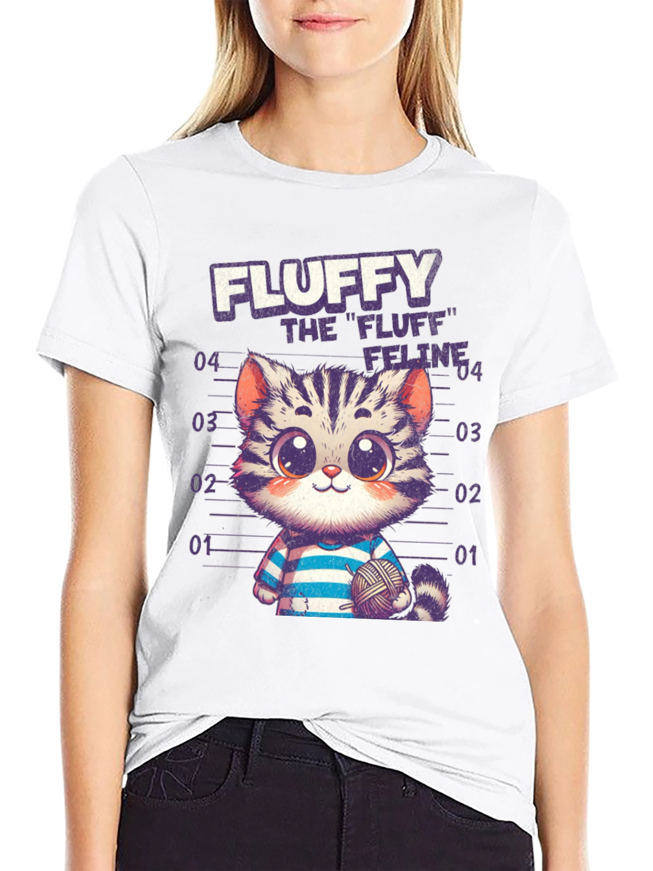 Black Fluffy Feline Graphic Tee - Soft Cotton Blend view 9