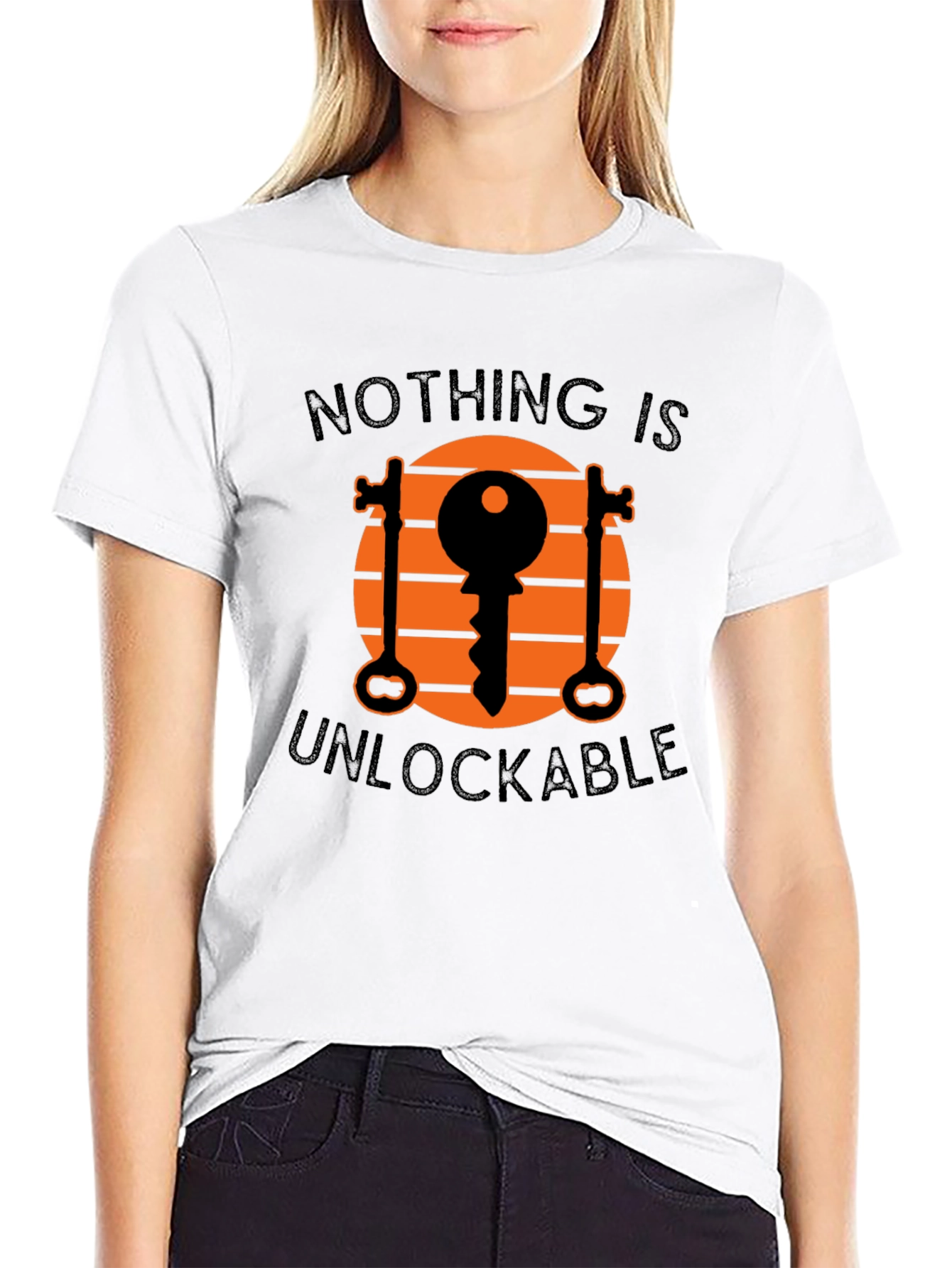 Black Unlockable Graphic Tee - Novelty Key Design T-Shirt view 9