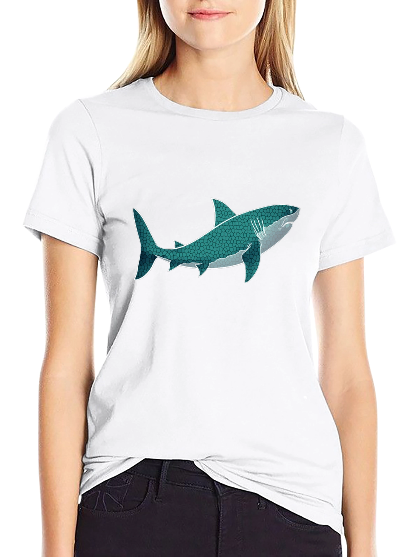 Black Shark Graphic Print Black T-Shirt view 9