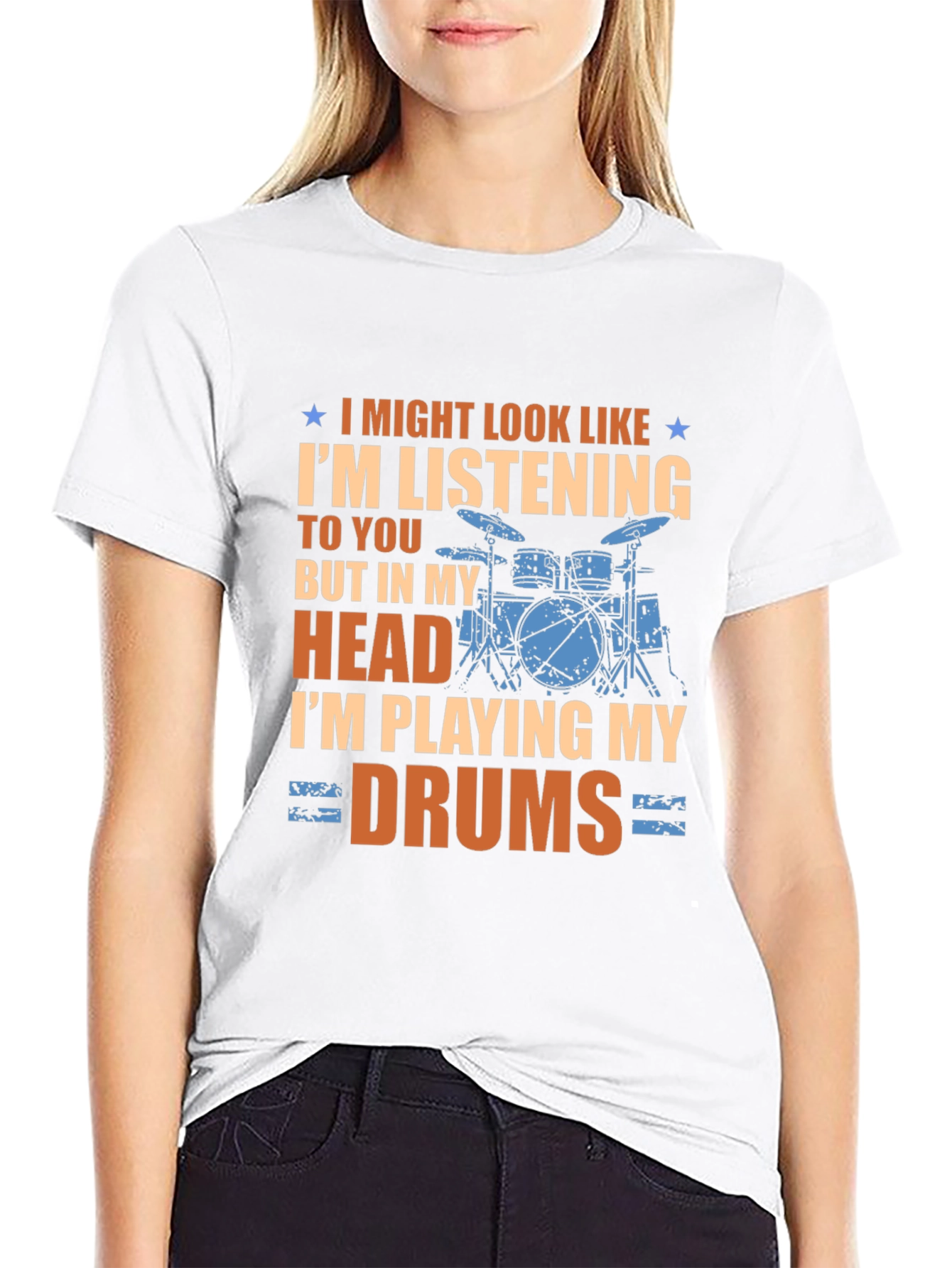 Black Drummer T-Shirt: I'm Playing My Drums view 9