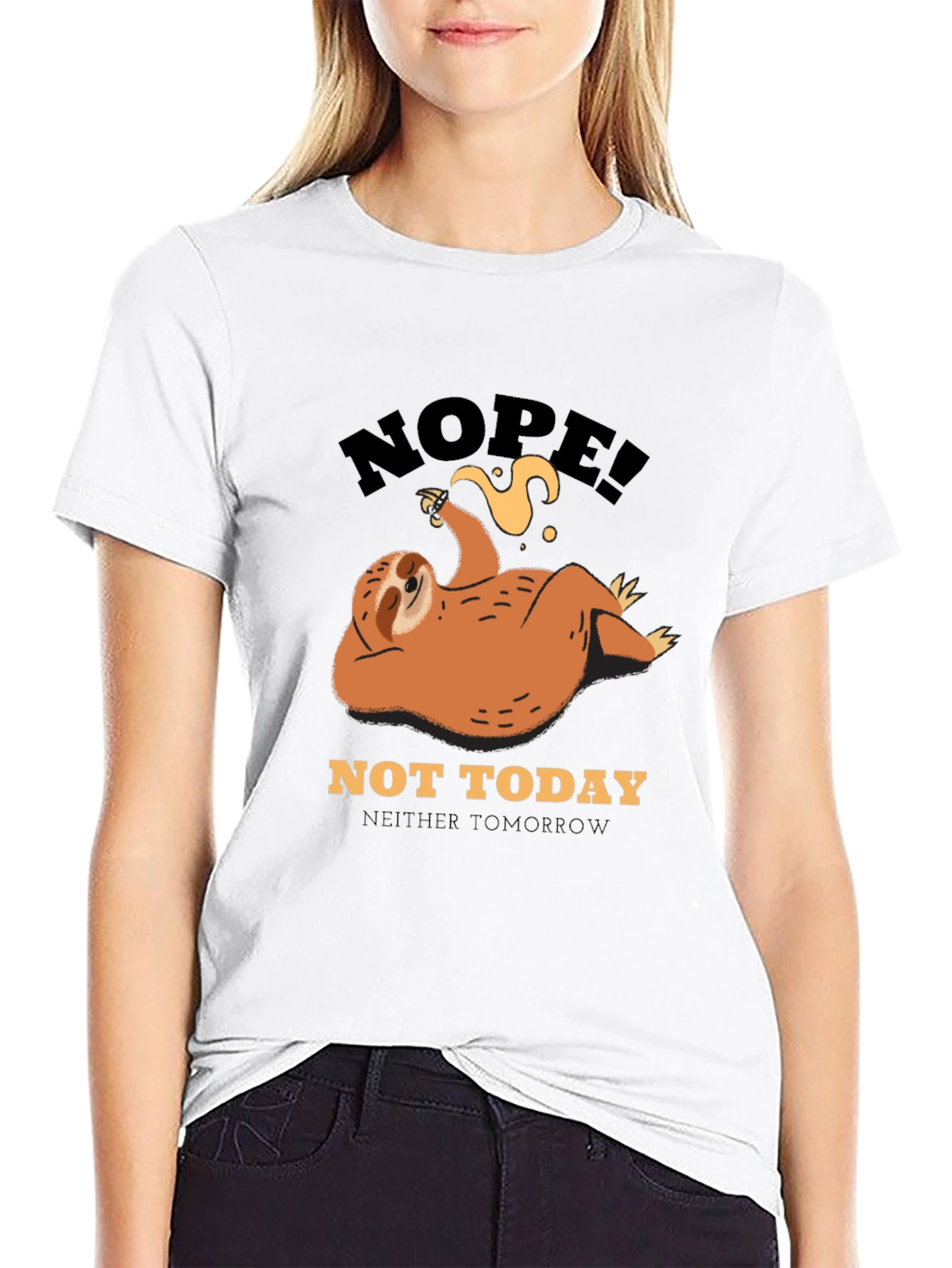 Black Nope! Not Today Sloth Graphic Tee - Lazy Day Comfort view 9