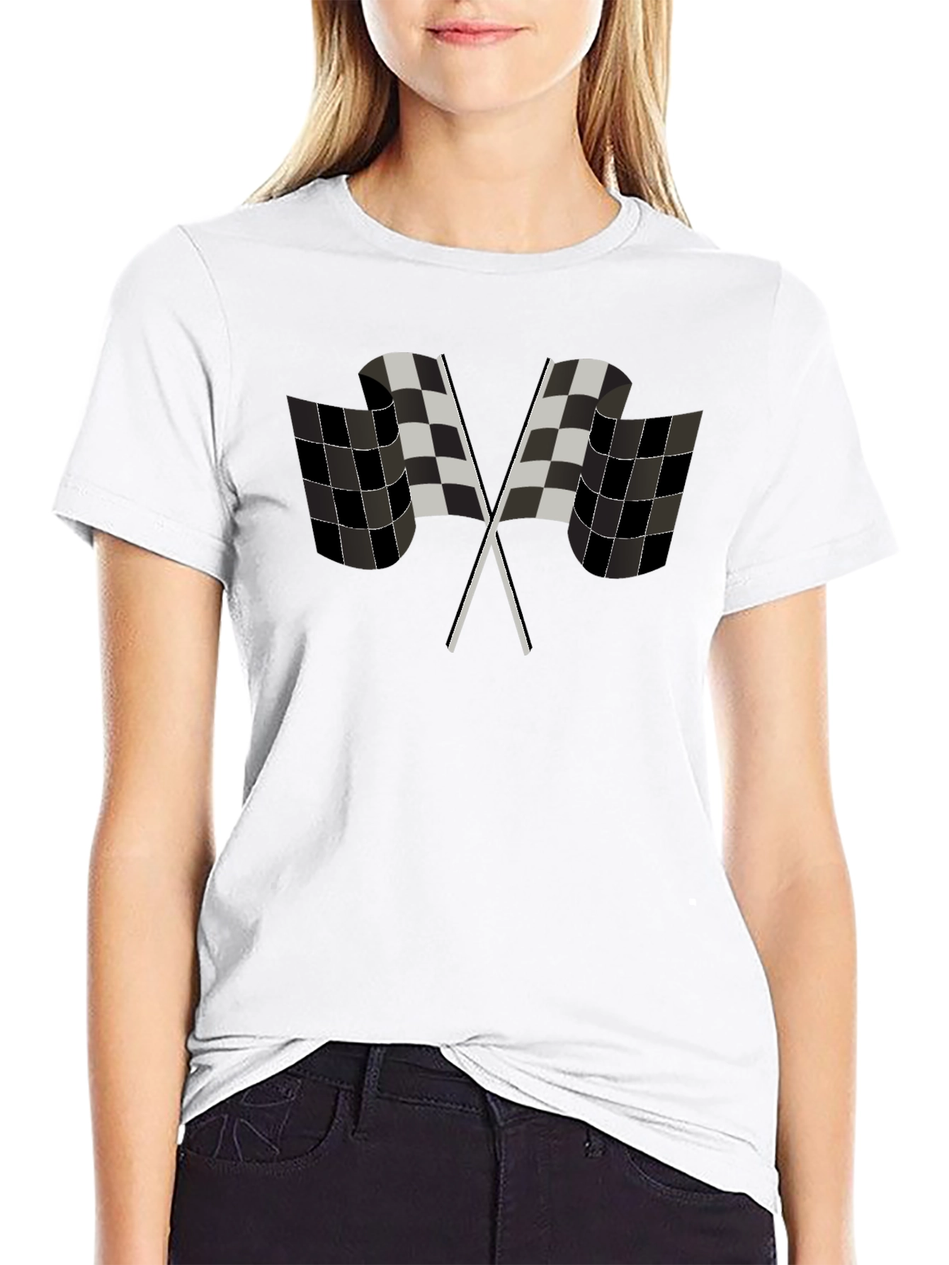 Black Checkered Flag Graphic Tee - Racing Fan Apparel view 9