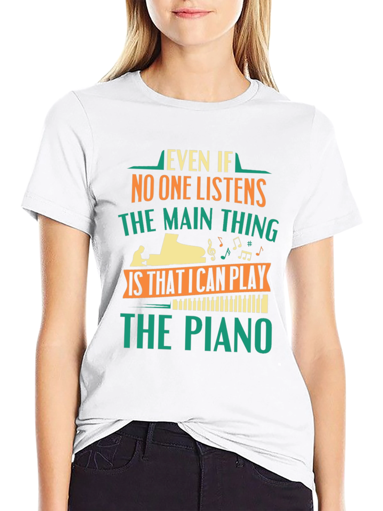 Black Piano Player T-Shirt - Music Lover Gift view 9