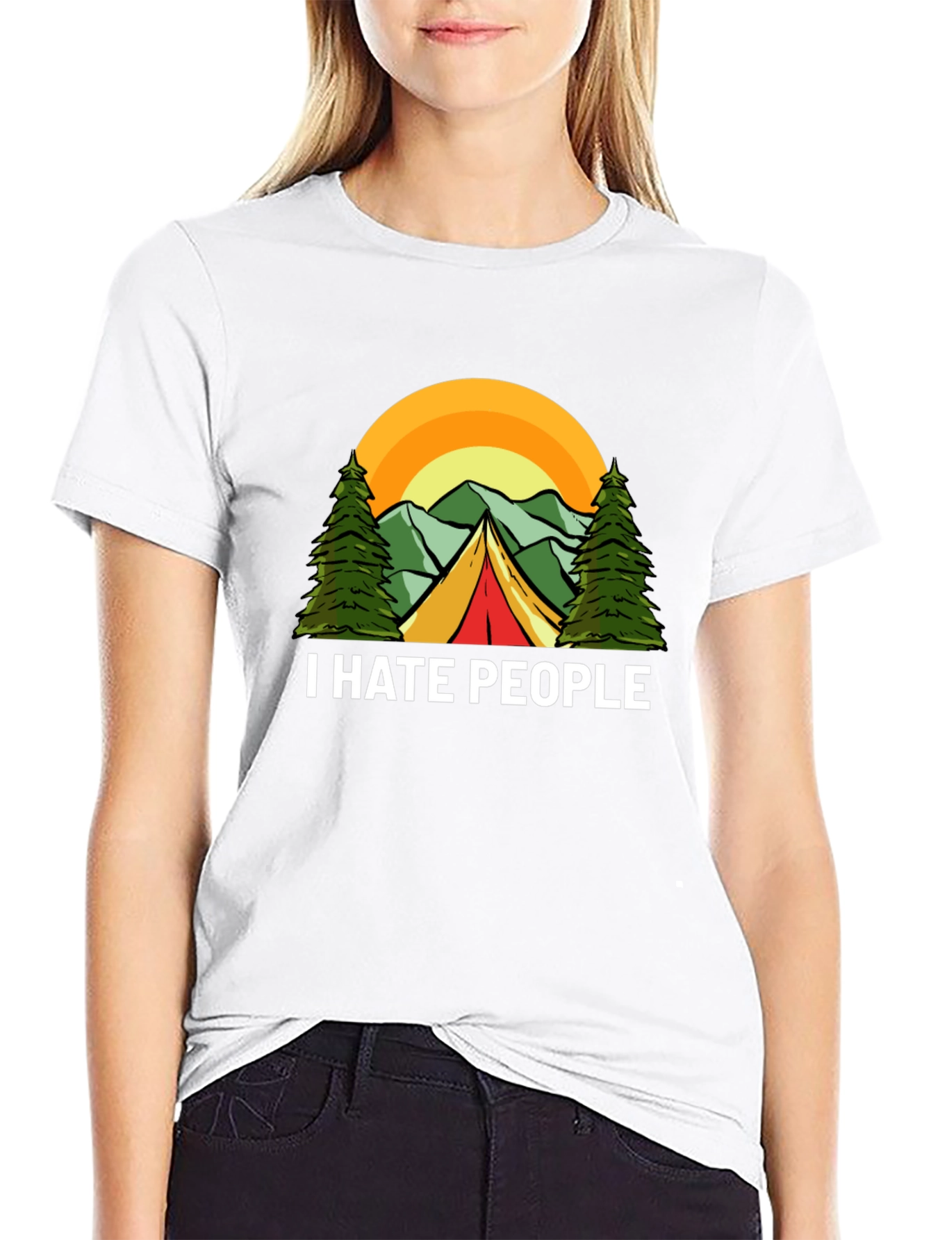 Black I Hate People Camping Graphic T-Shirt view 9