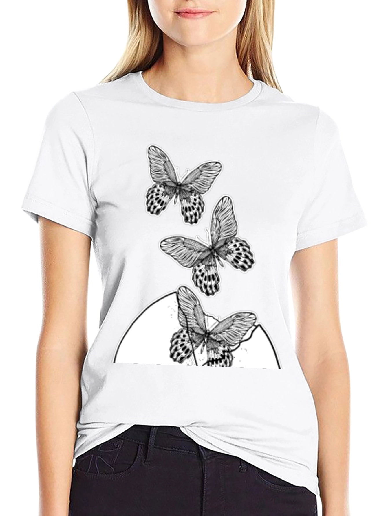 Black Butterfly Graphic T-Shirt - Trendy Casual Wear view 9