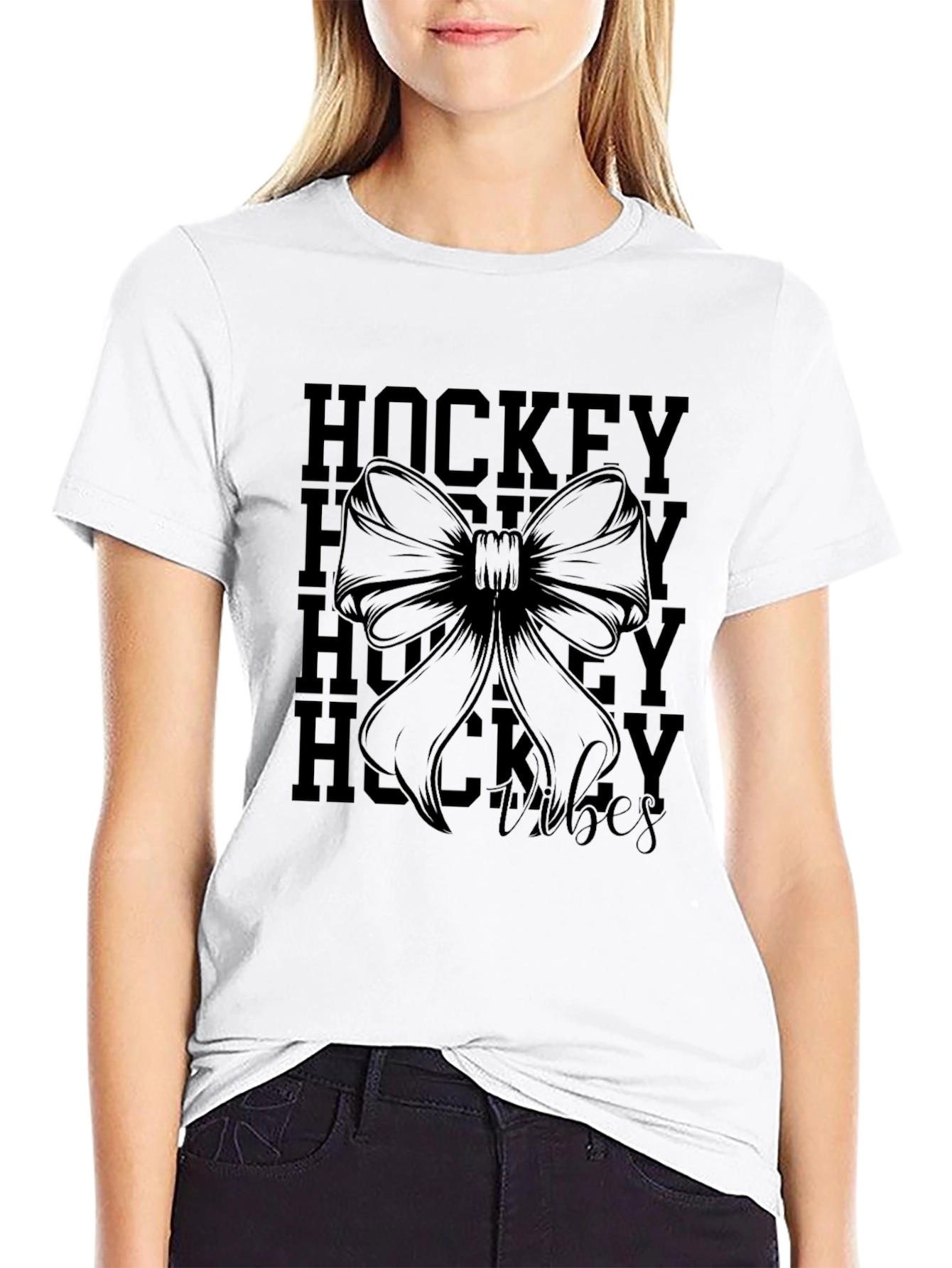 Black Hockey Vibes Graphic Tee - Black Cotton view 9