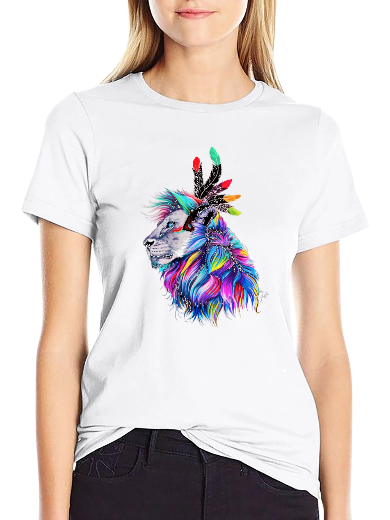 Black Lion Headdress Graphic T-Shirt view 9