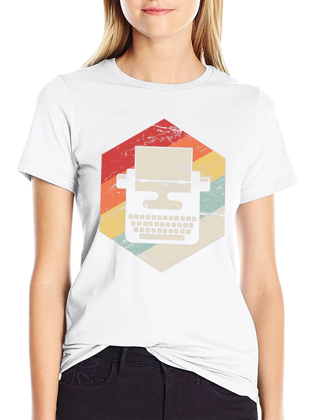 Black Vintage Typewriter Graphic T-Shirt view 9