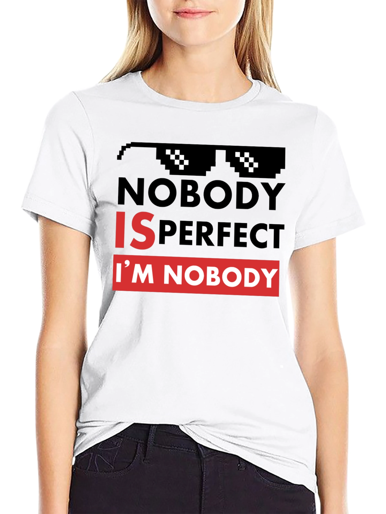 Black Nobody is Perfect Graphic Tee - Funny Slogan T-Shirt view 9