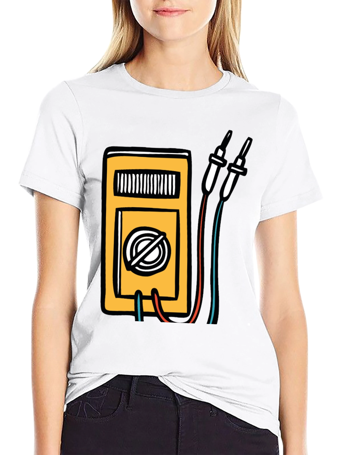 Black Electrician Multimeter Graphic Black T-Shirt view 9