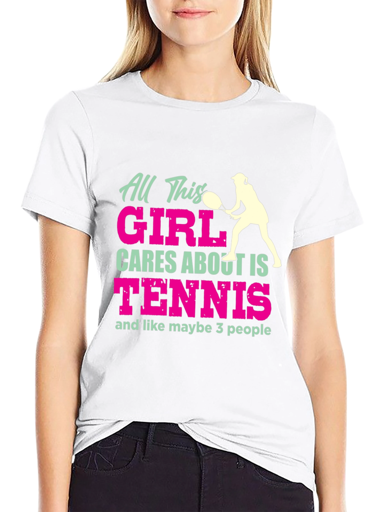 Black Tennis Girl T-Shirt Funny Player Tee view 9