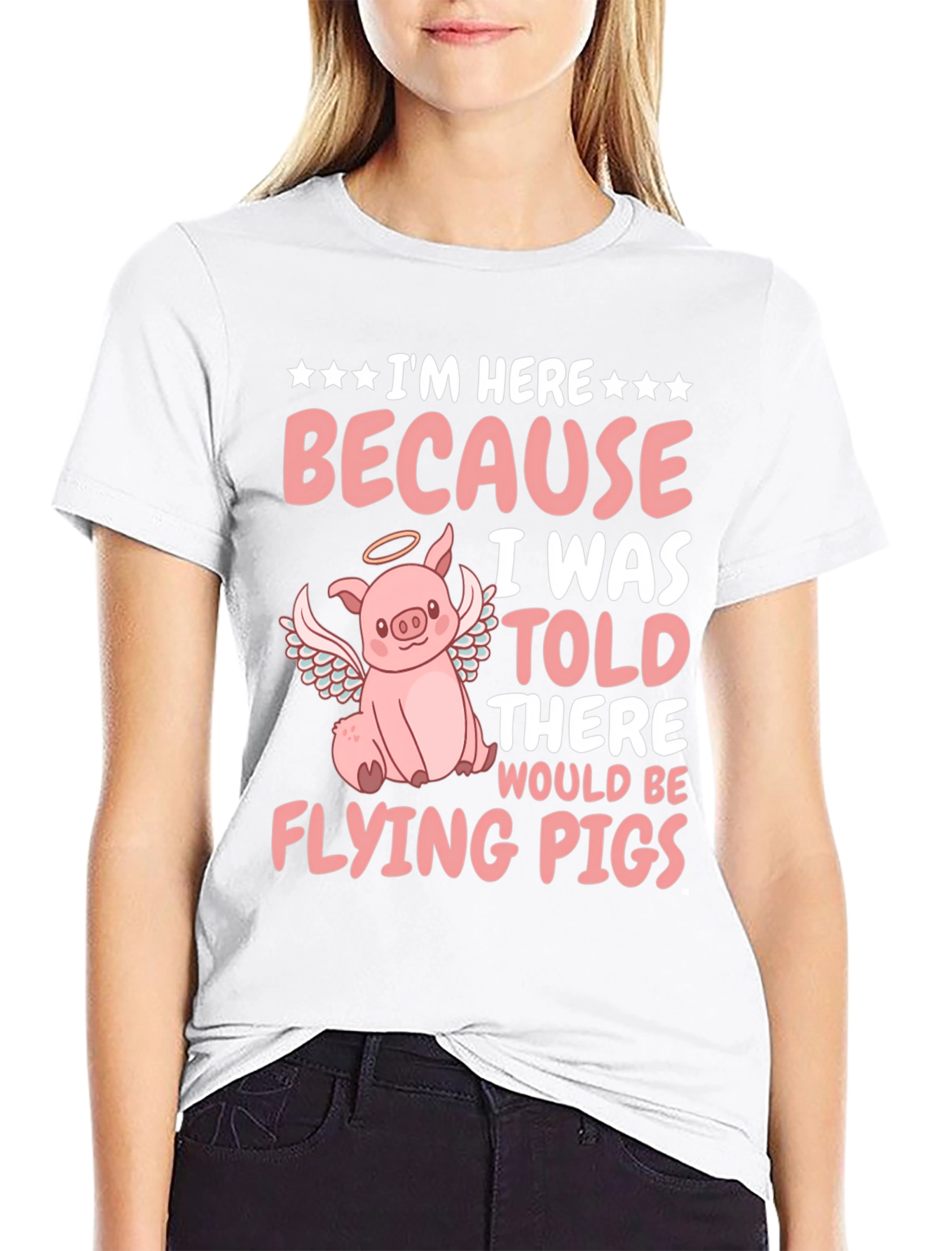 Black Flying Pig T-Shirt - Funny Animal Graphic Tee view 9