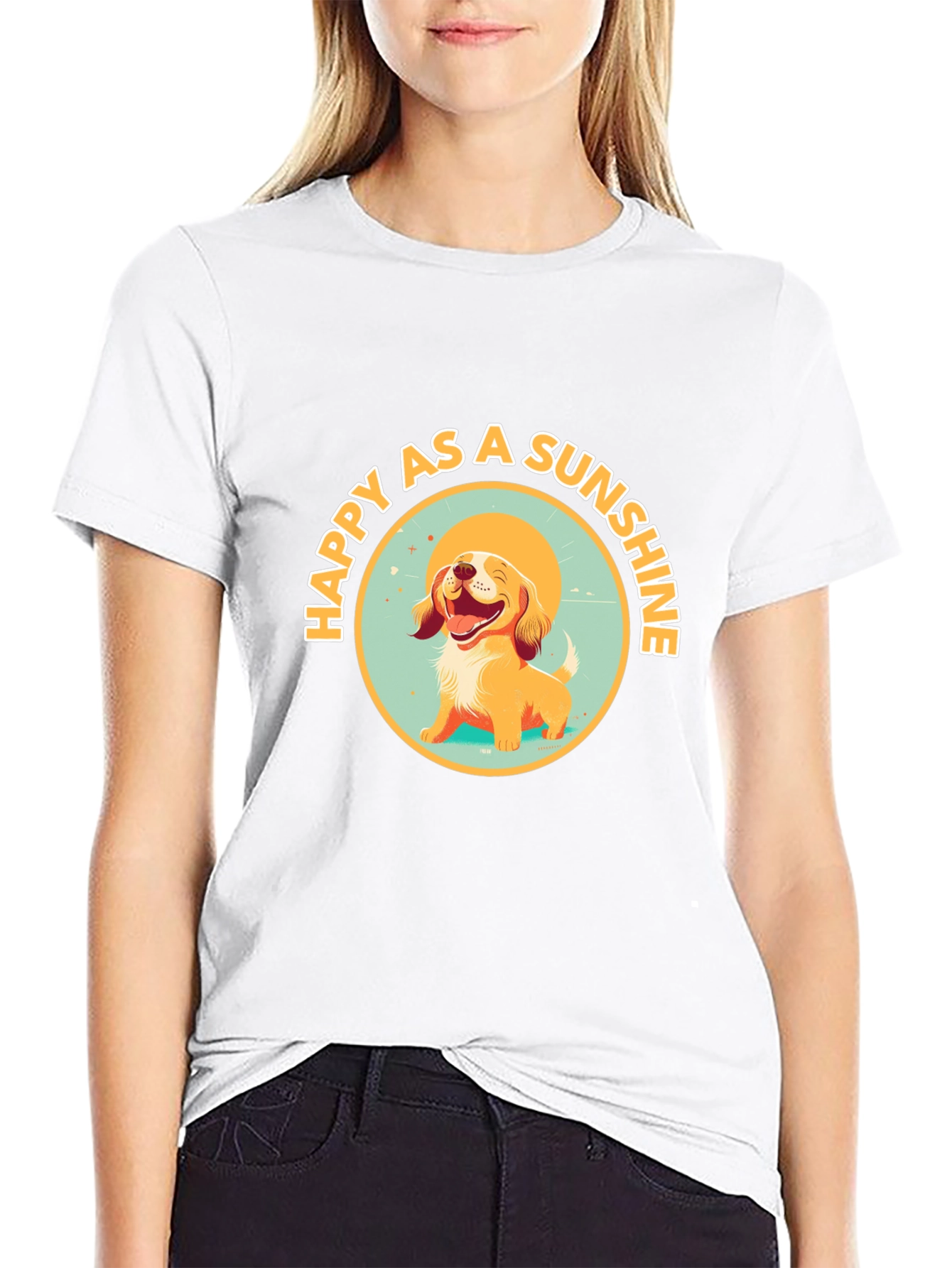 Black Happy as a Sunshine Dog Graphic Tee view 9