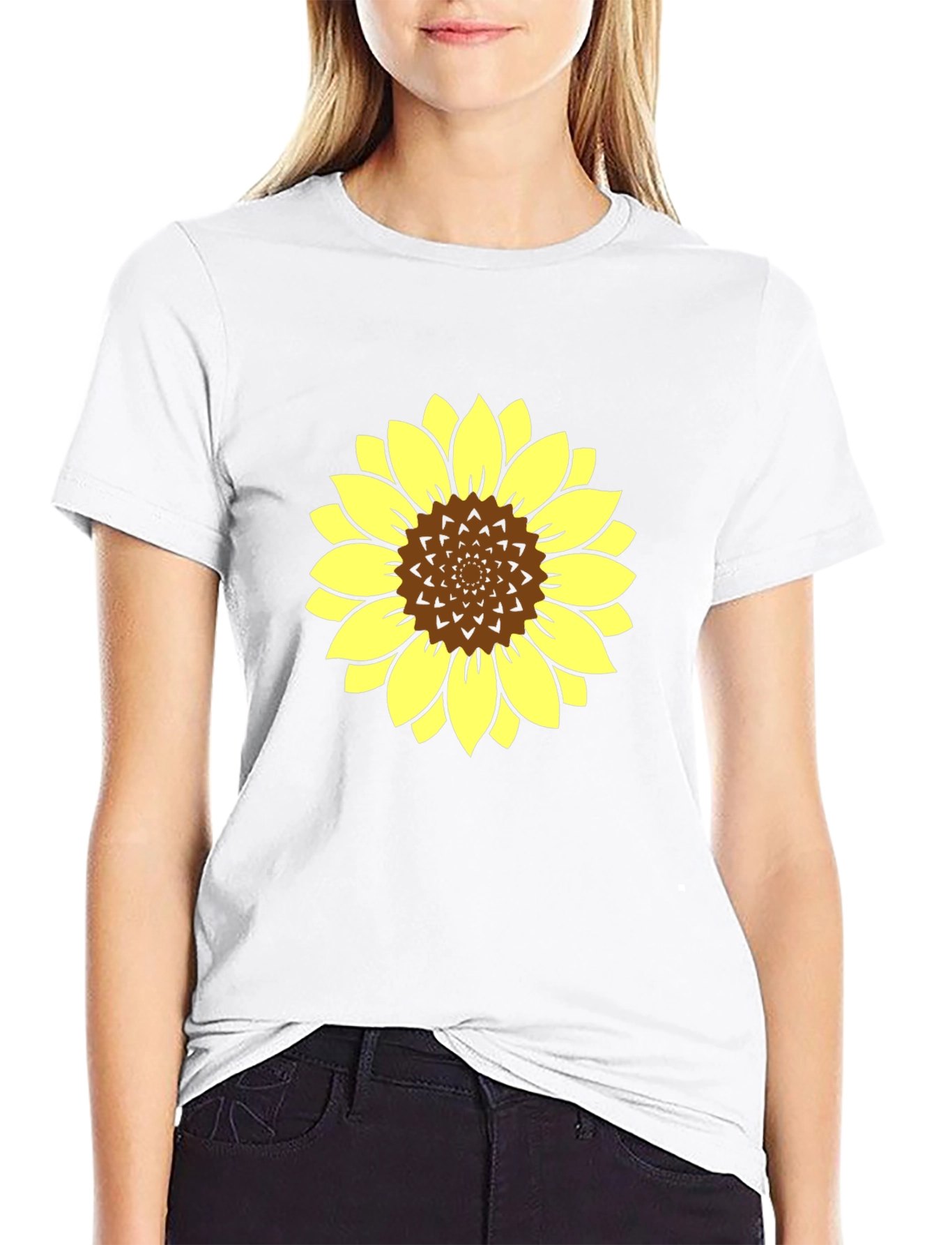 Black Sunflower Graphic Tee - Stylish Black Cotton T-Shirt view 9