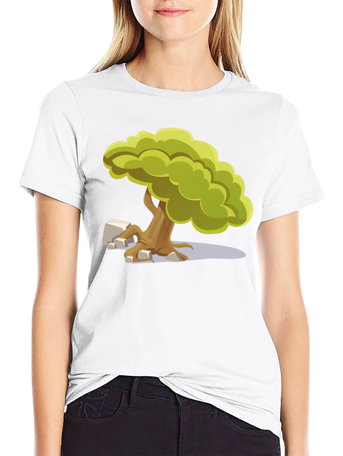 Black Cartoon Tree Graphic Tee - Unique Nature Design view 9