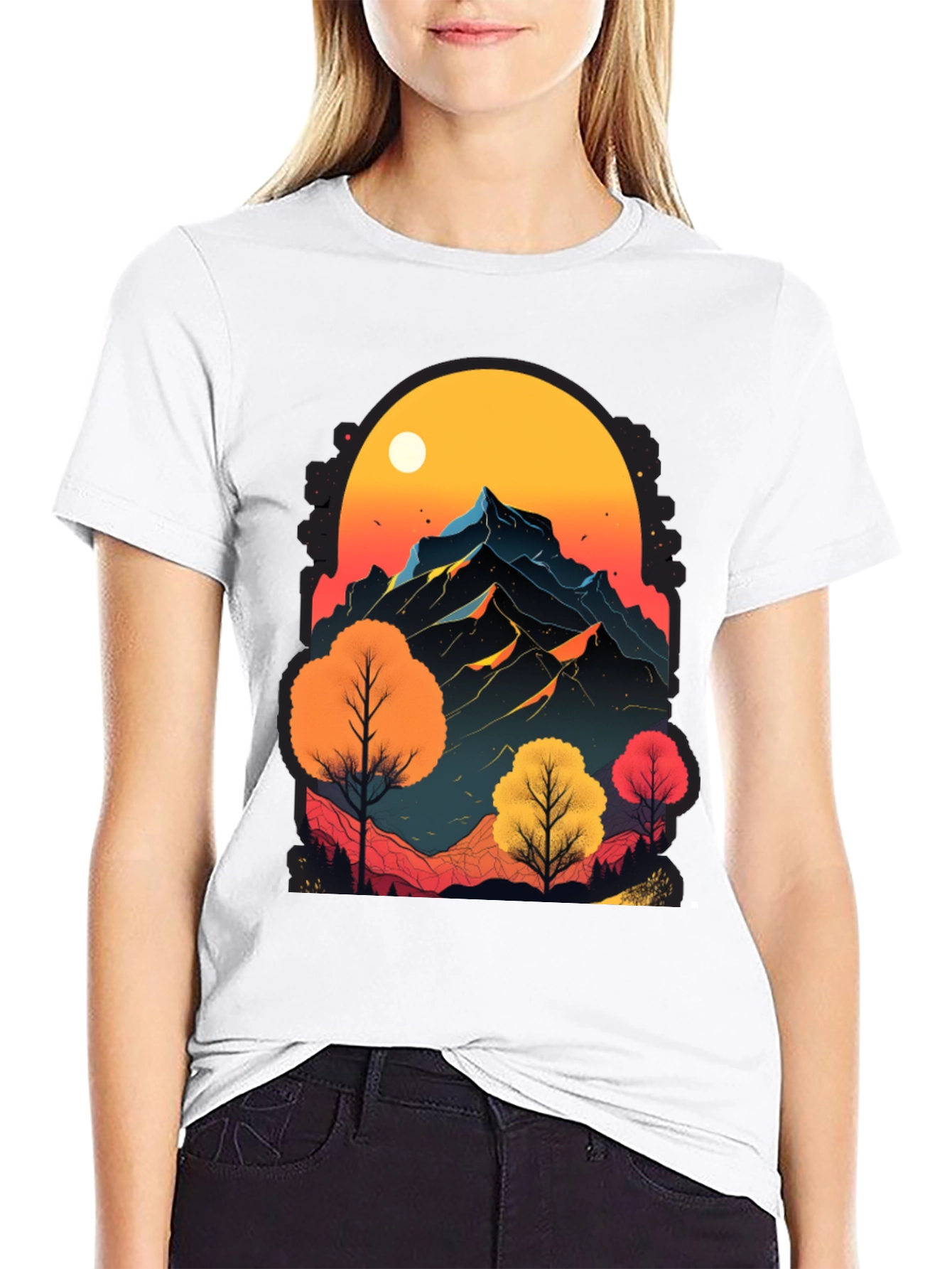 Black Mountain Sunset Graphic Tee - Nature Inspired Design view 9
