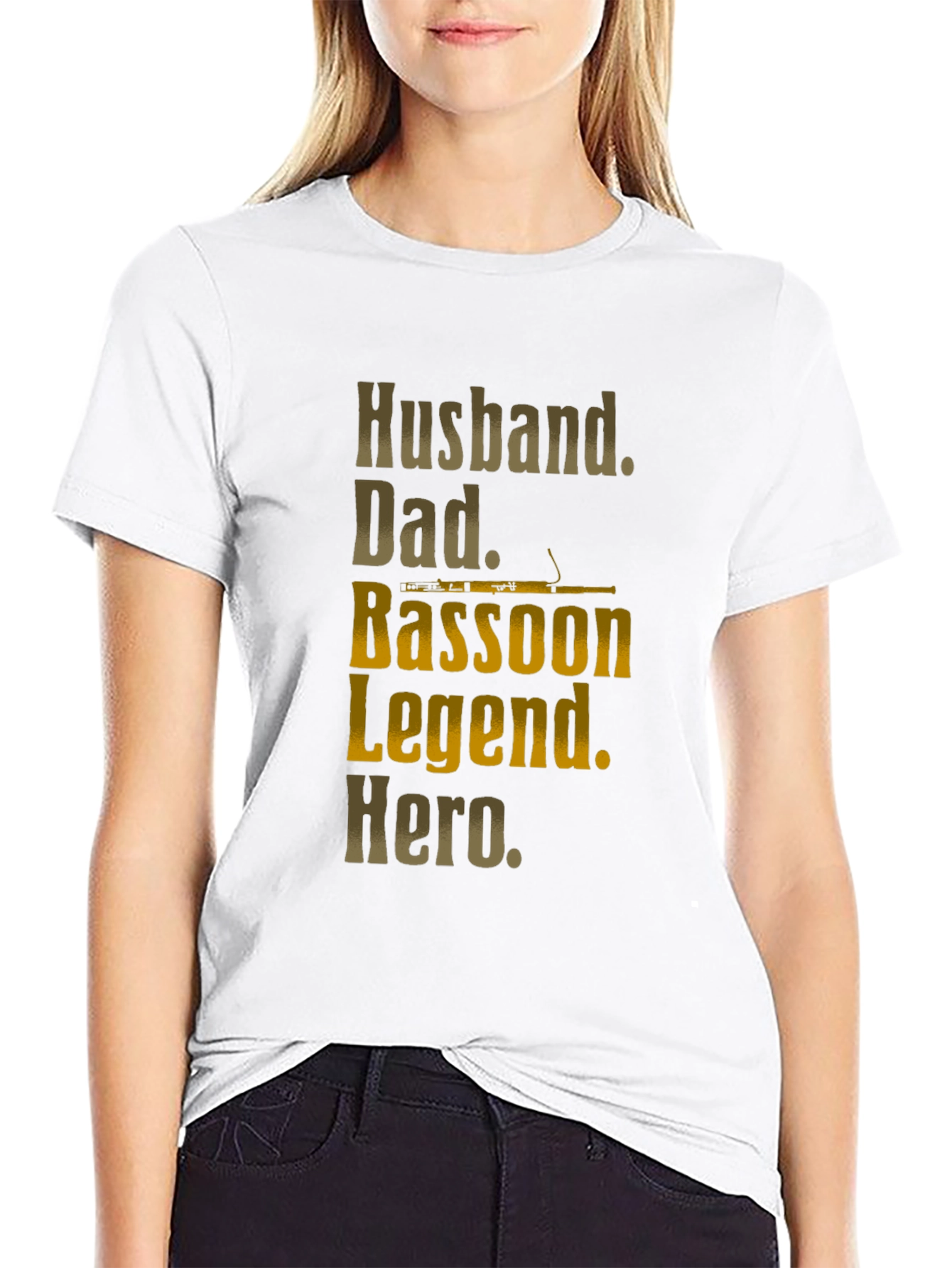 Black Husband Dad Bassoon Legend Hero Men's Black T-Shirt view 9