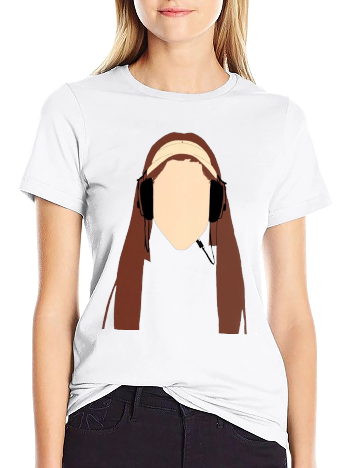 Black Headphones Girl Graphic Tee - Cool Casual Style view 9