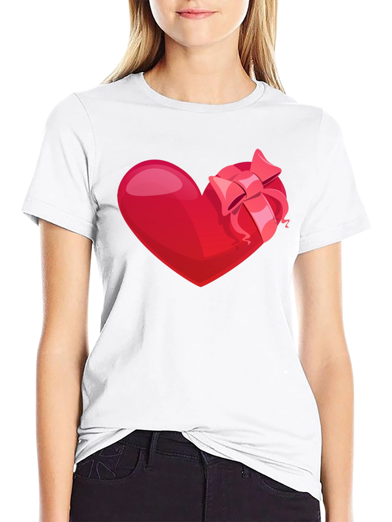Black Heart with Bow Graphic Tee - Valentine's Day Edition view 9