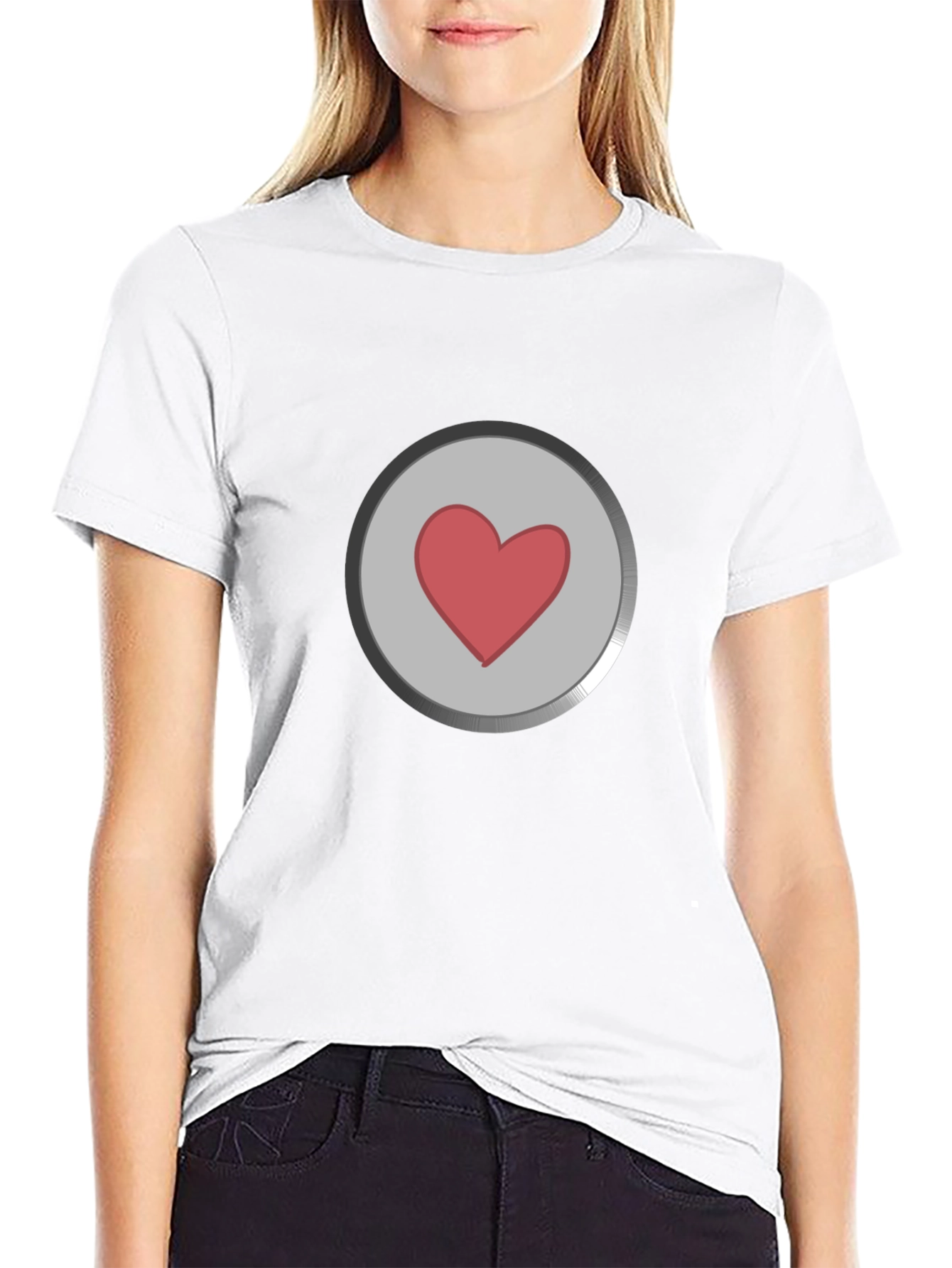 Black Heart Button Graphic T-Shirt - Black view 9