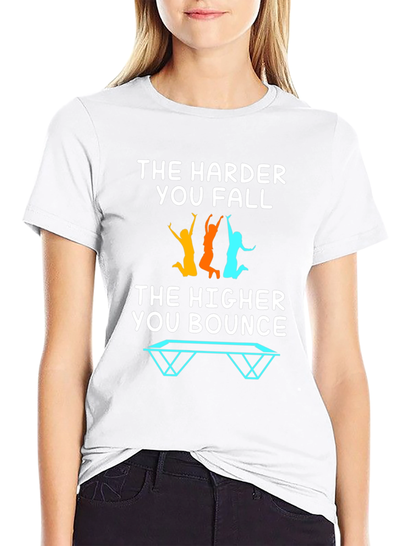 Black Motivational T-Shirt: The Harder You Fall, The Higher You Bounce view 9