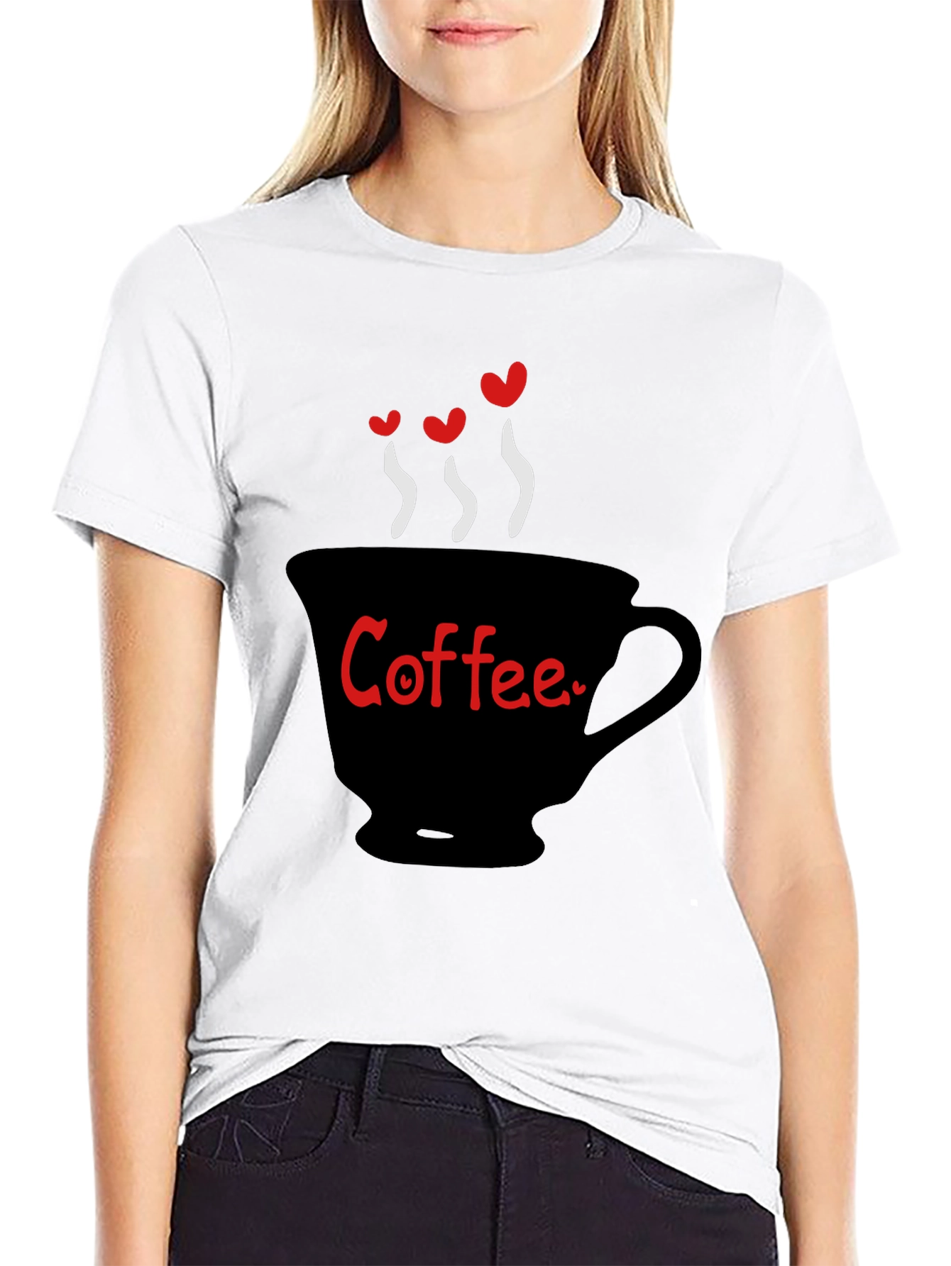 Black Coffee Lover T-Shirt - Heart Steam Design view 9