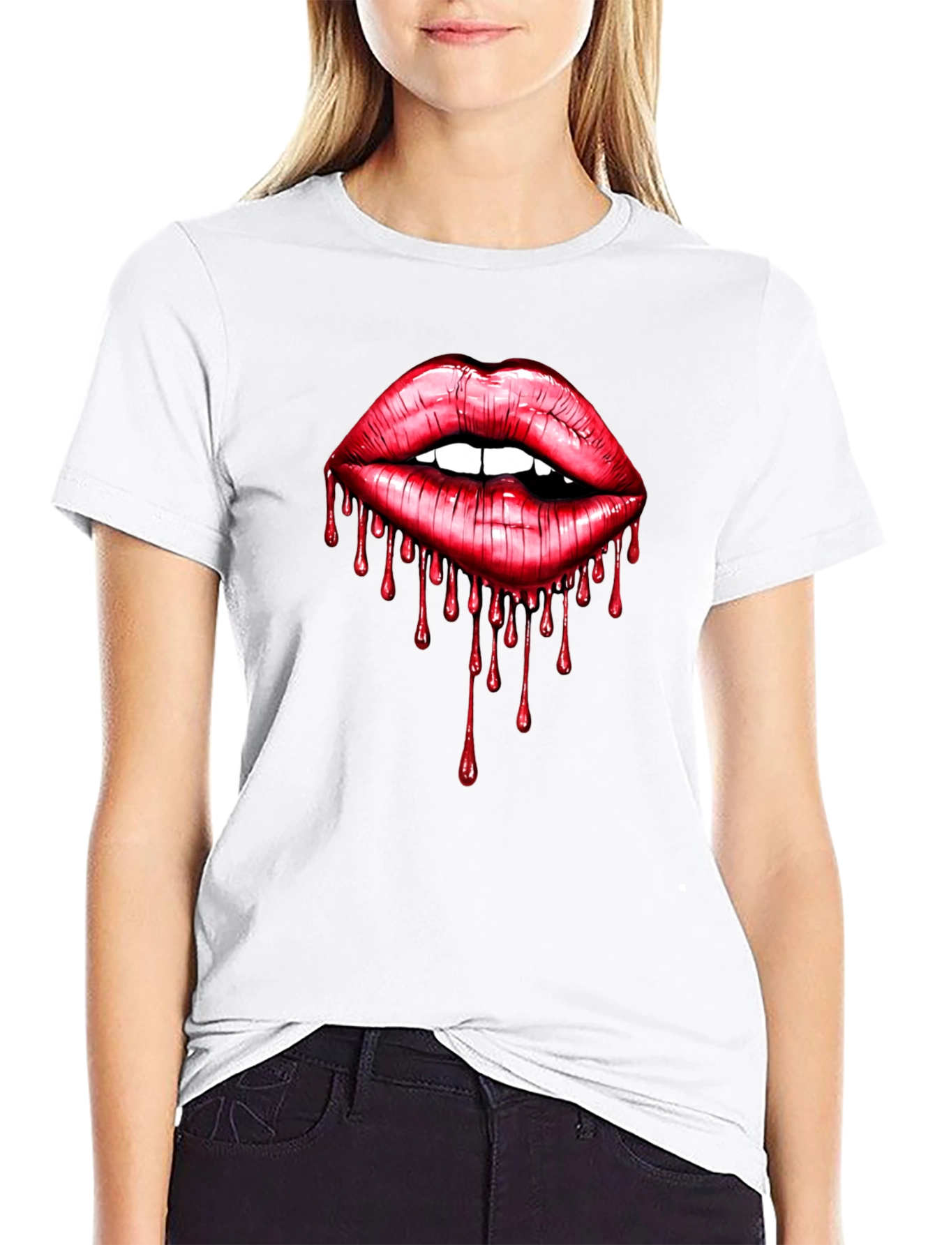 Black Bloody Lips Graphic Tee - Unisex view 9