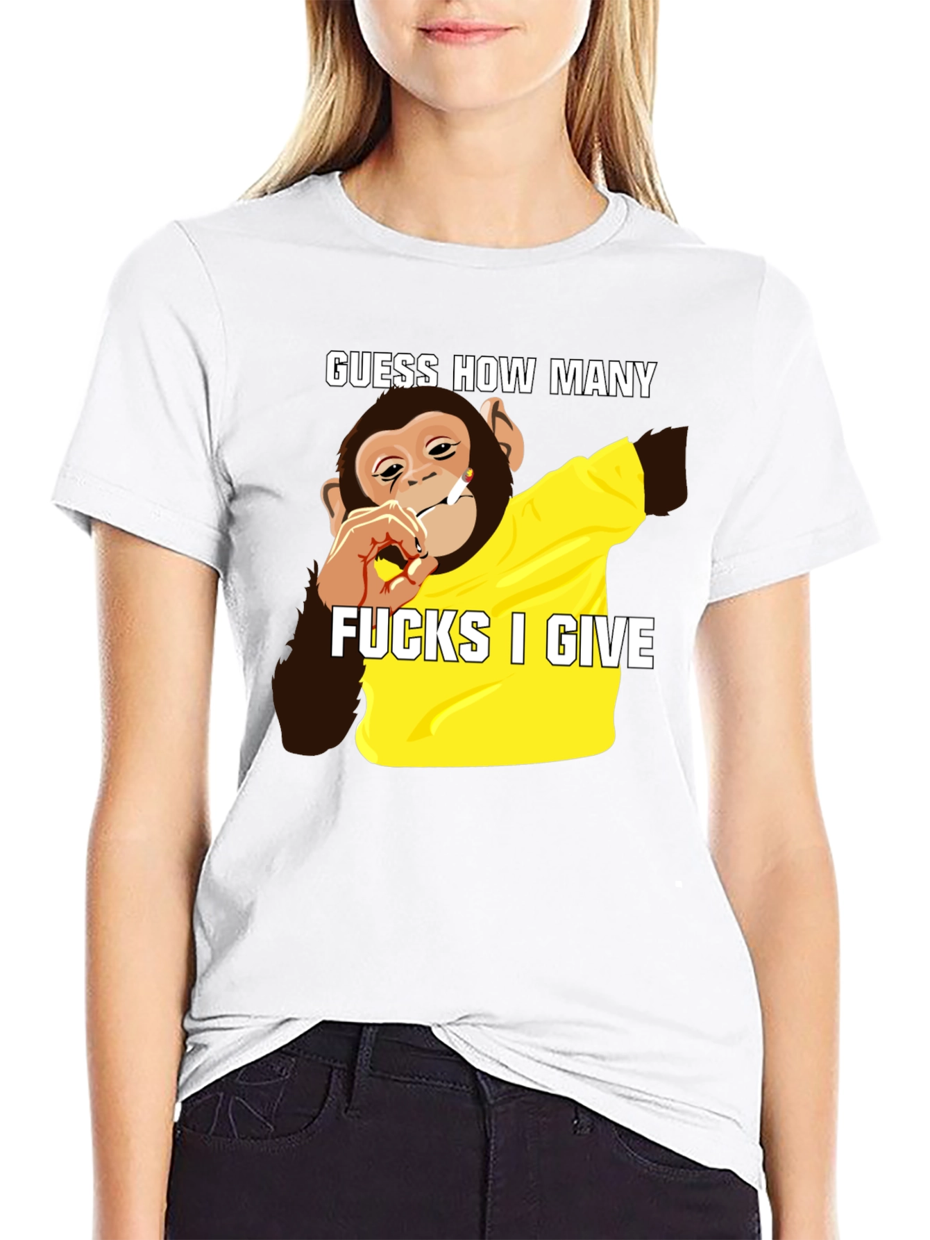 Black Guess How Many F*cks Monkey T-Shirt view 9