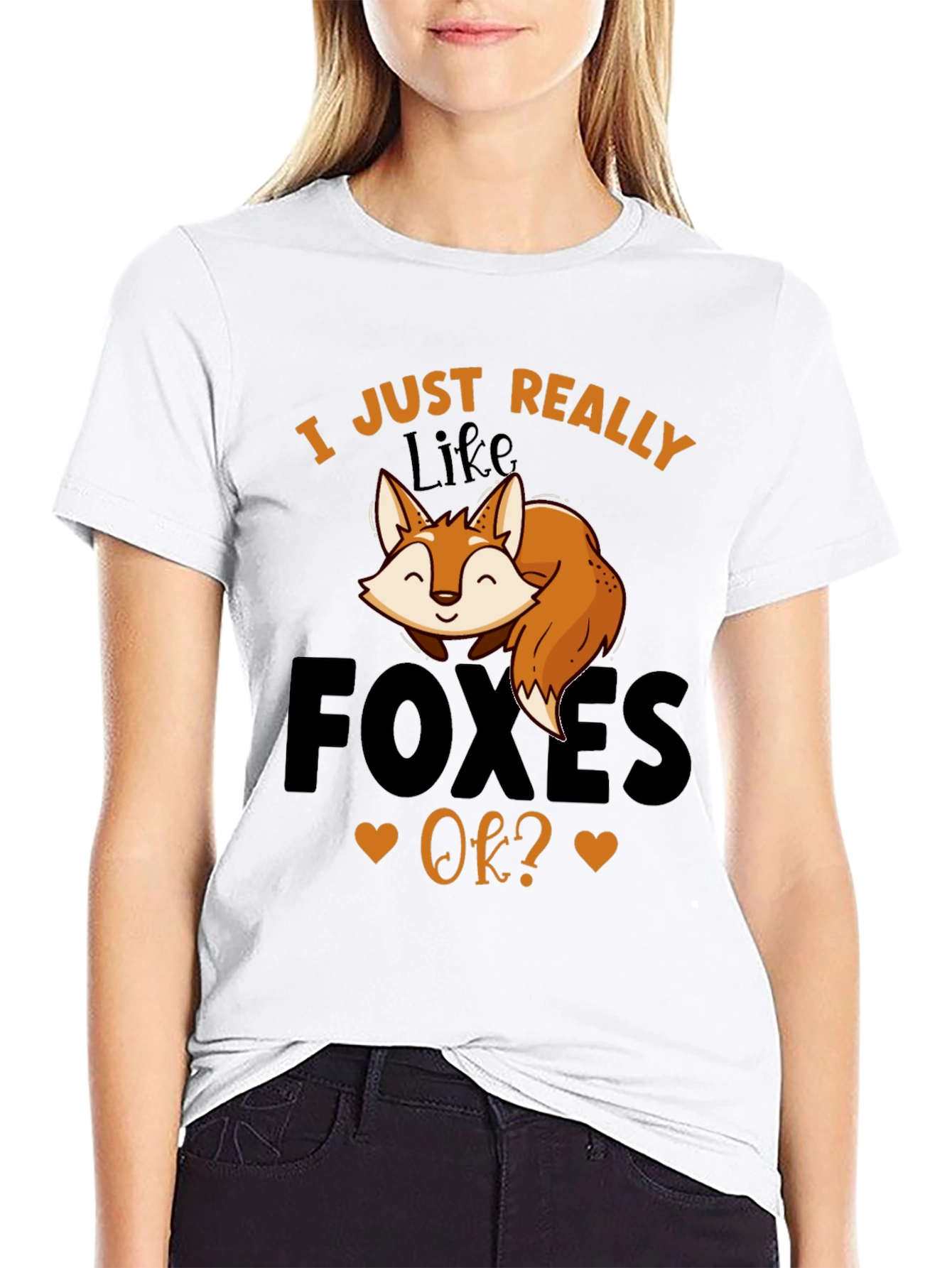 Black I Just Really Like Foxes OK? Graphic Tee view 9