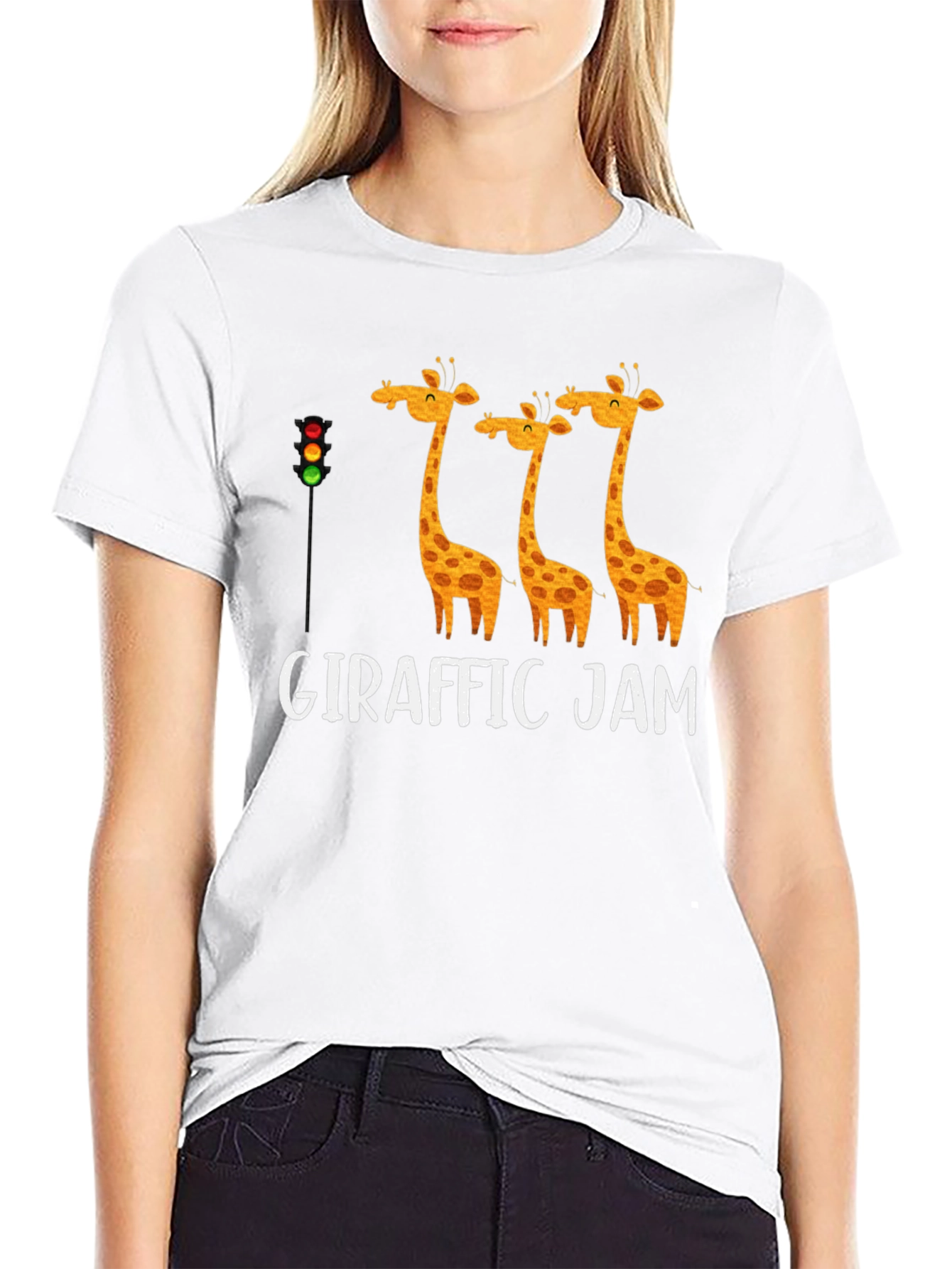Black Giraffe Traffic Jam T-Shirt Funny Animal Tee view 9