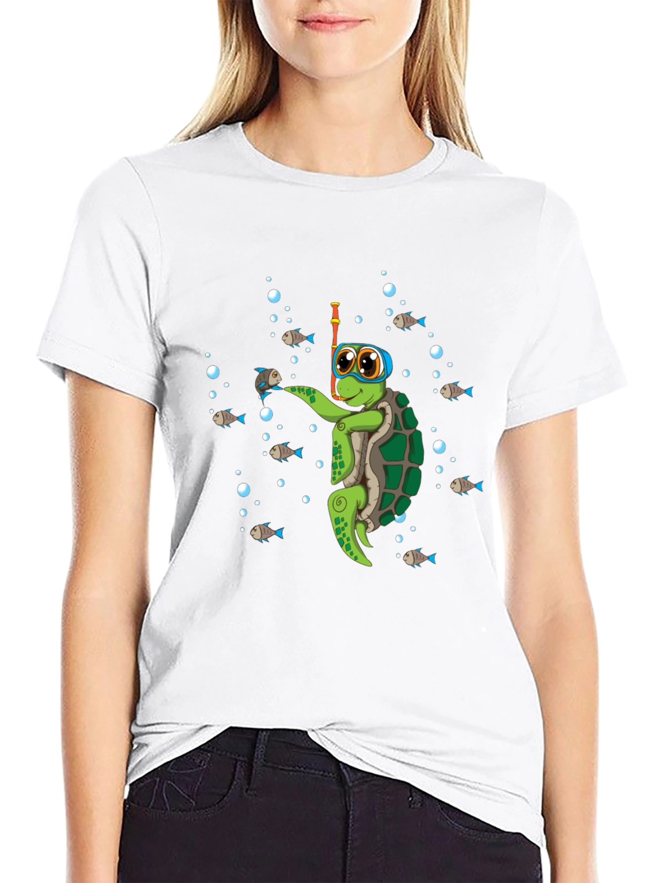 Black Diving Turtle Graphic Tee - Cool Underwater Adventure view 9