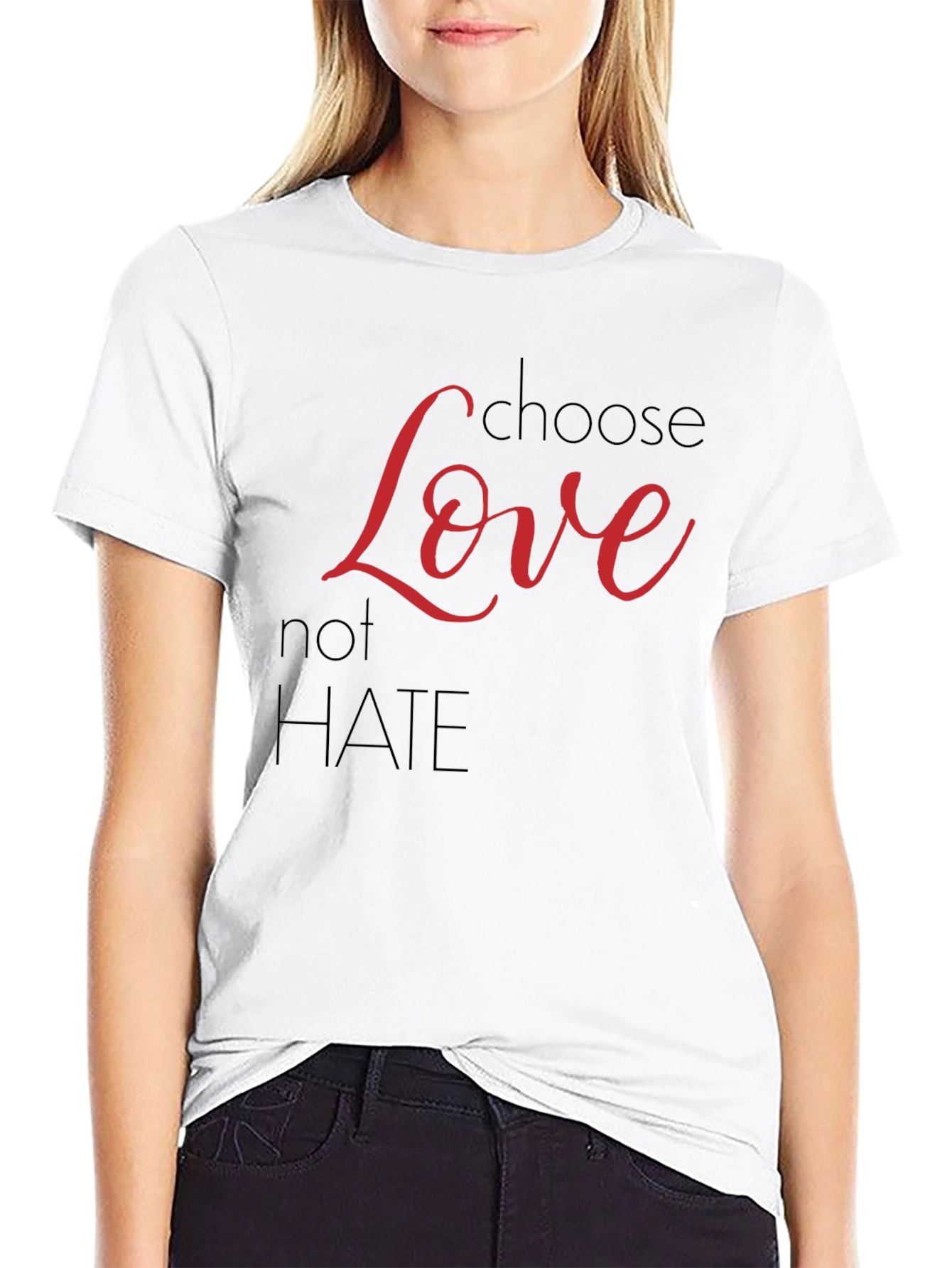 Black Choose Love Not Hate Graphic T-Shirt view 9