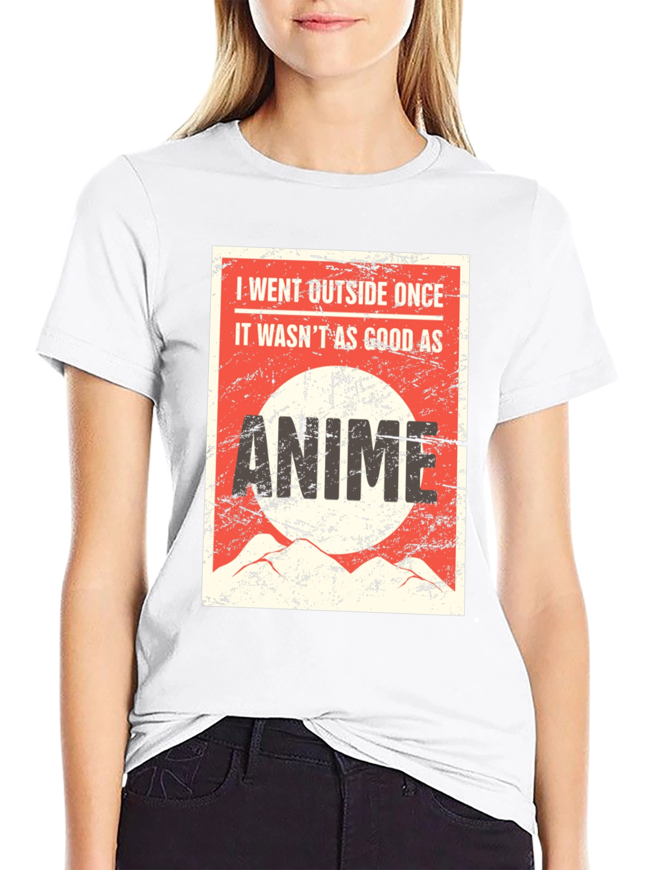 Black Anime Lover Graphic Tee - I Went Outside Once T-Shirt view 9