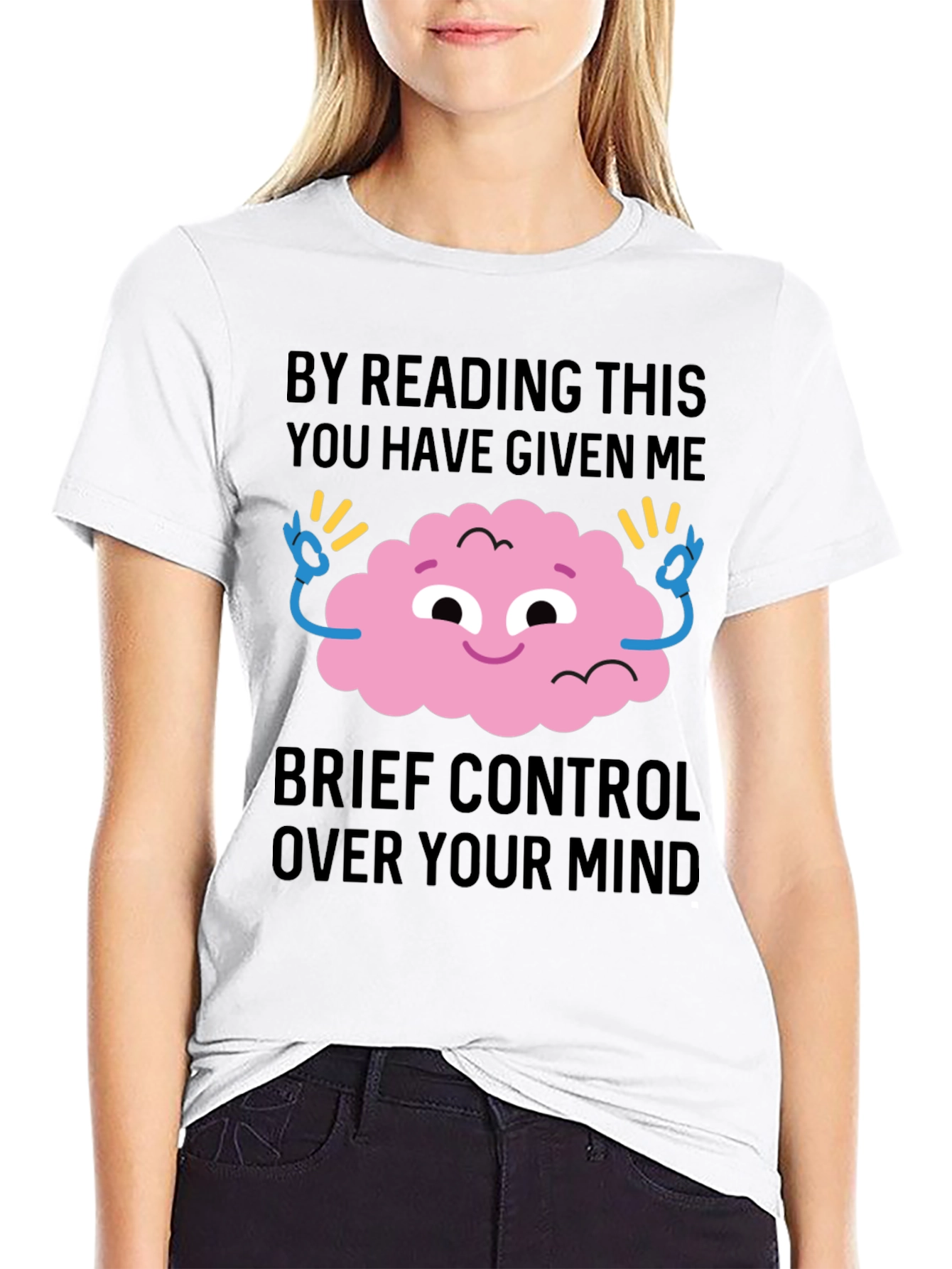 Black Mind Control T-Shirt - Funny Brain Tee view 9