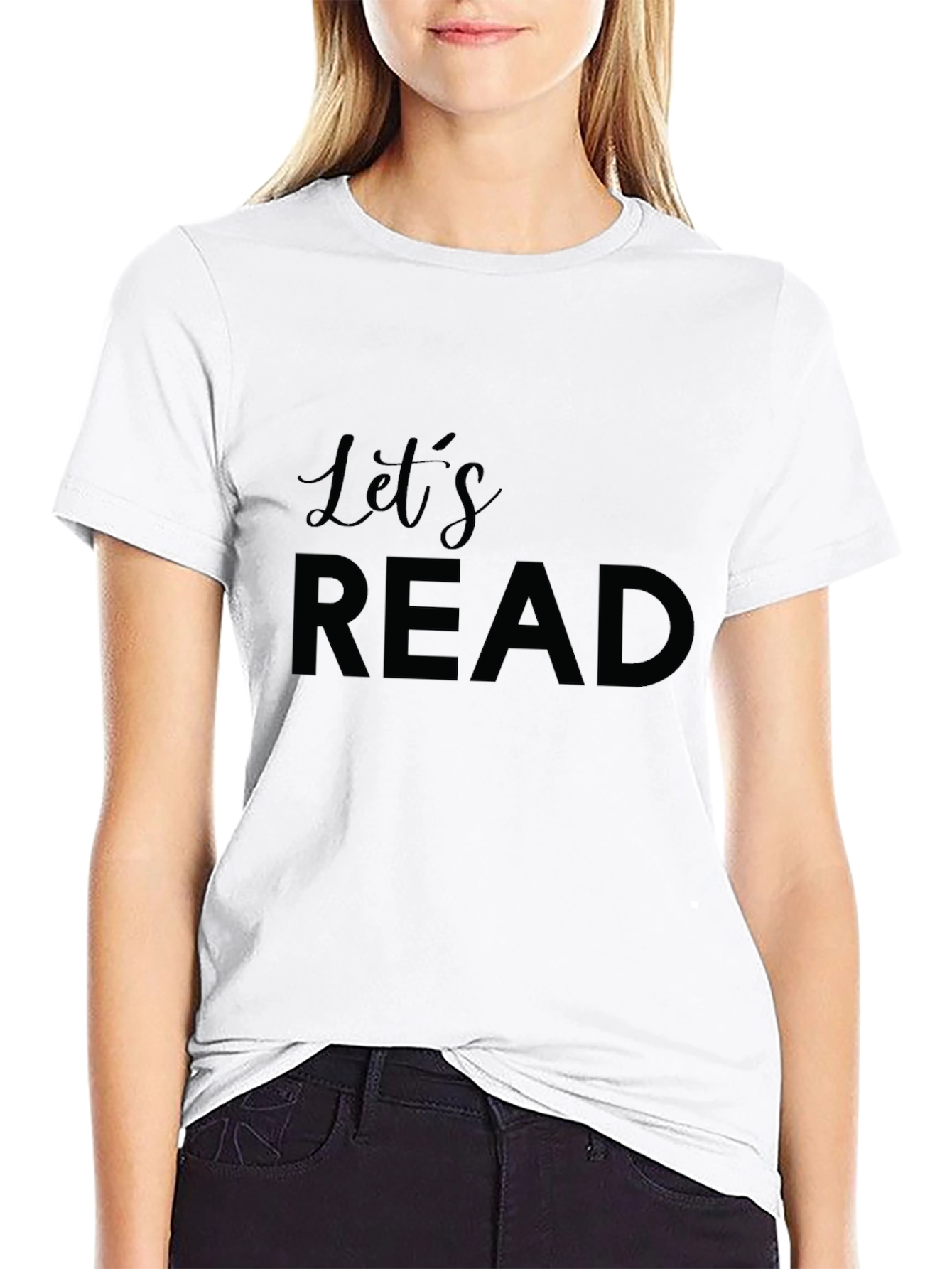 Black Let's Read Graphic T-Shirt - Black Casual Tee view 9
