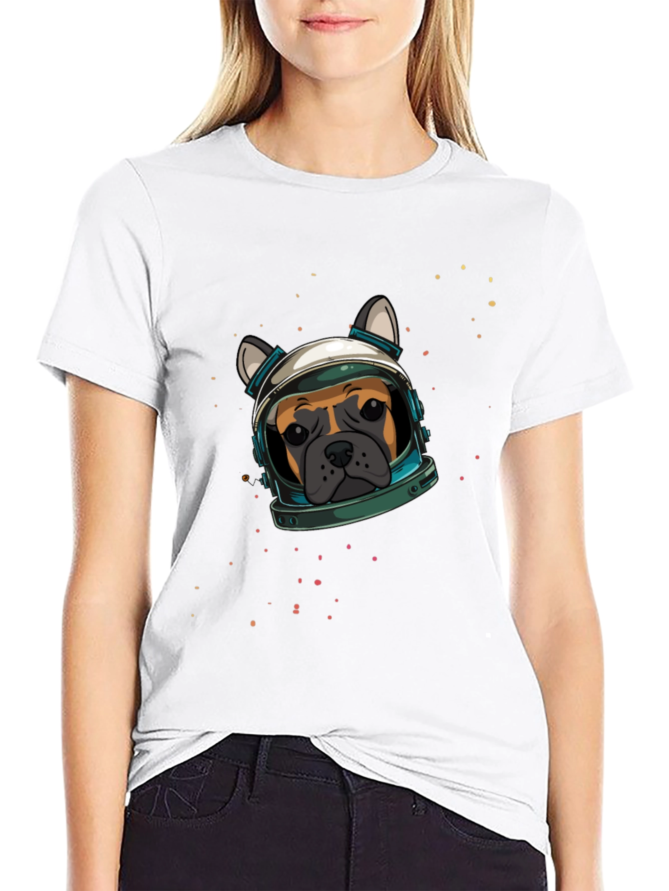 Black Dog Astronaut Graphic Print T-Shirt view 9