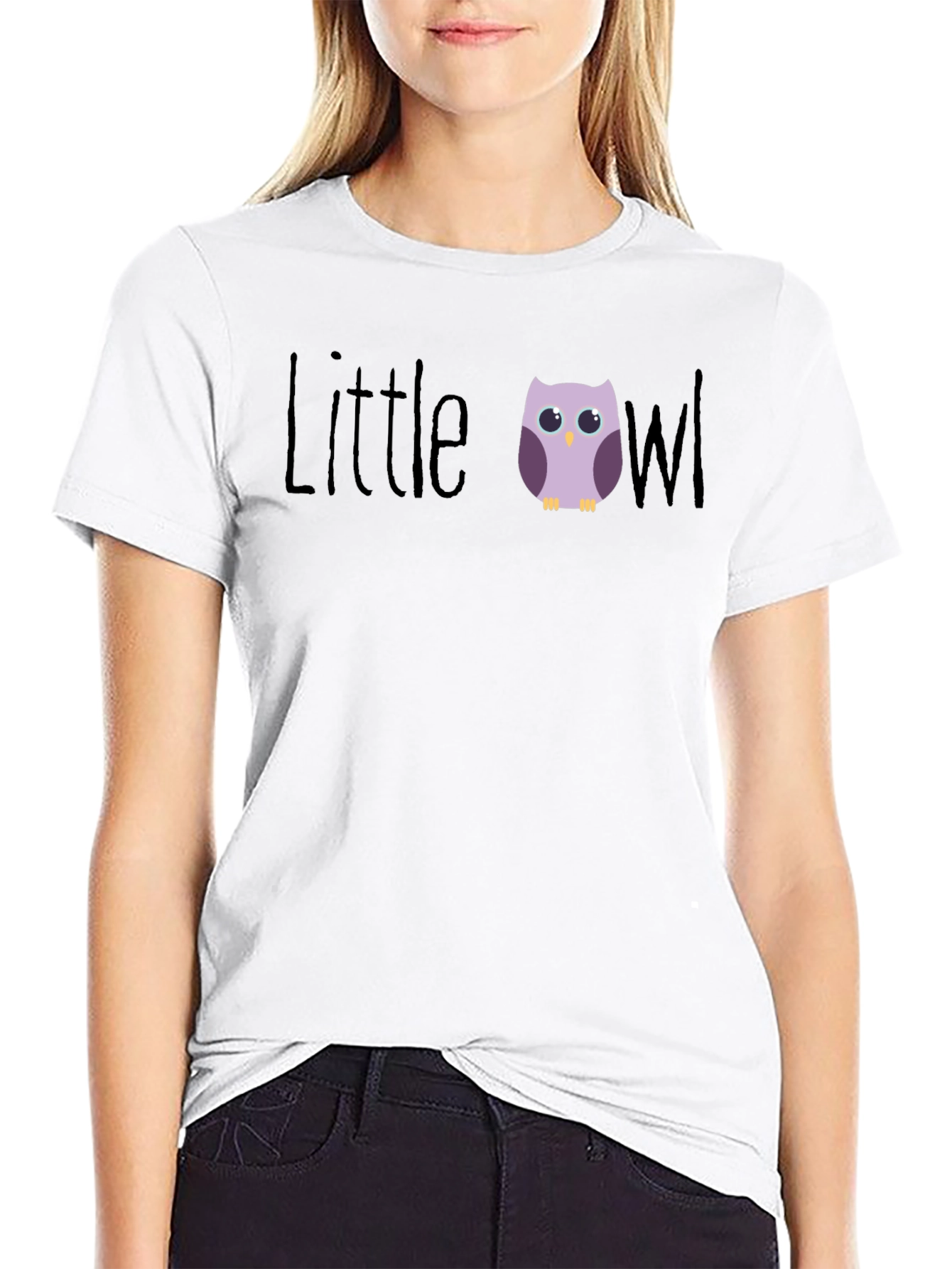 Black Little Owl Graphic T-Shirt - Cute Bird Tee view 9