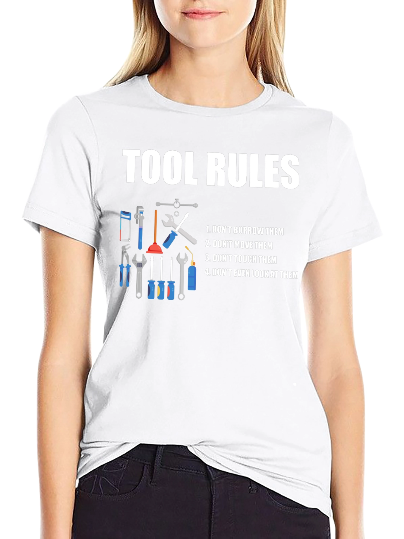 Black Tool Rules Graphic T-Shirt - Funny Handyman Tee view 9