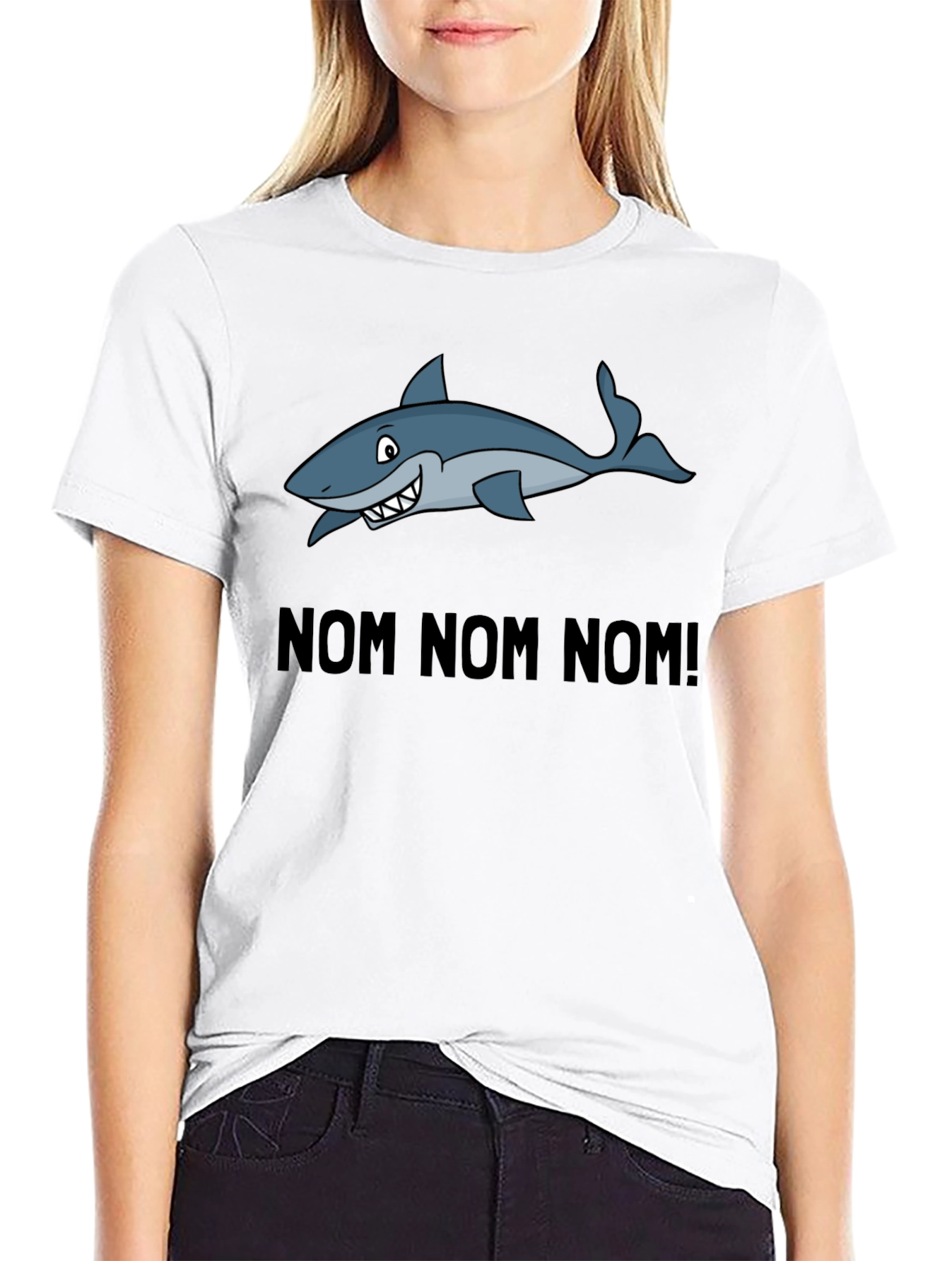 Black Nom Nom Nom Shark Graphic T-Shirt view 9