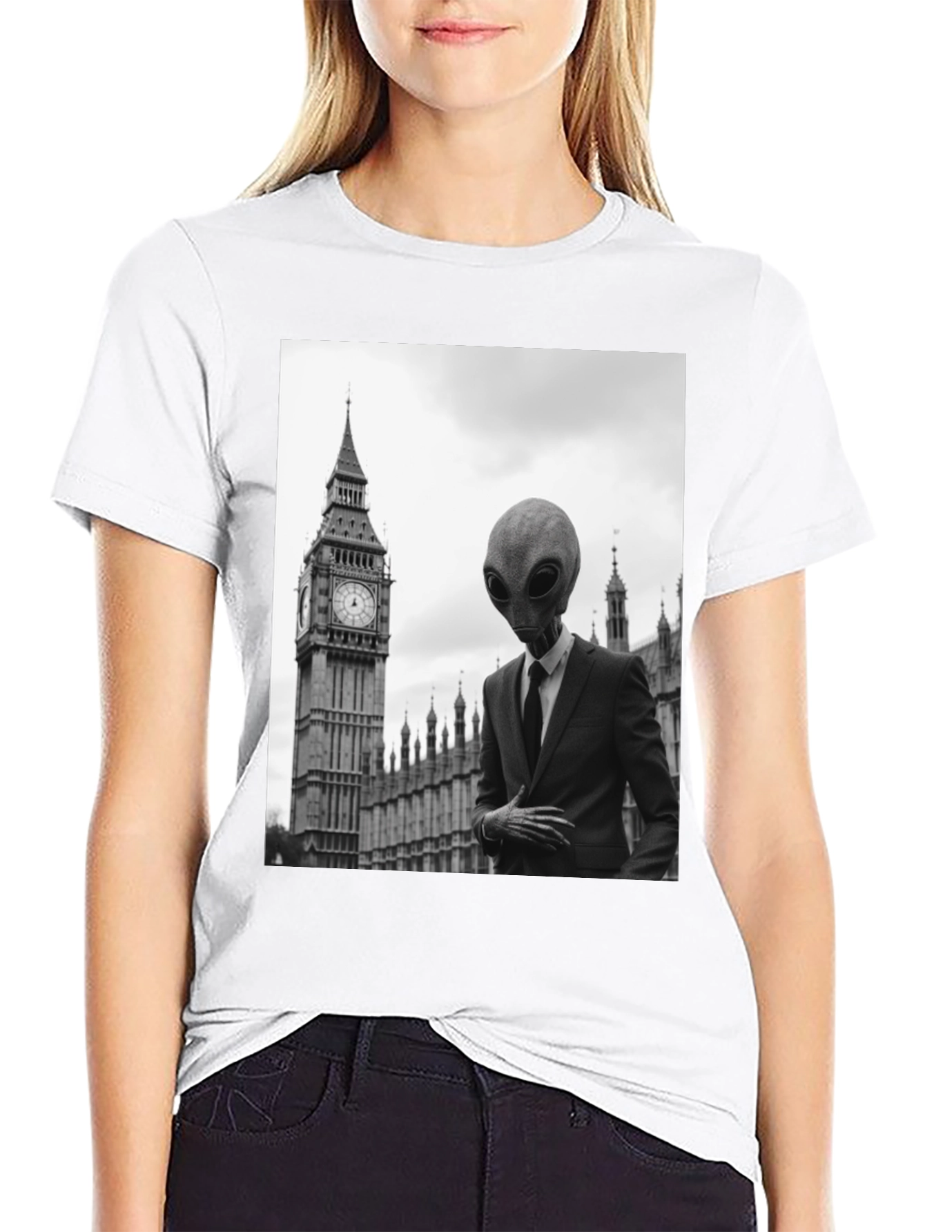 Black Alien in London T-Shirt - Men's Graphic Tee view 9
