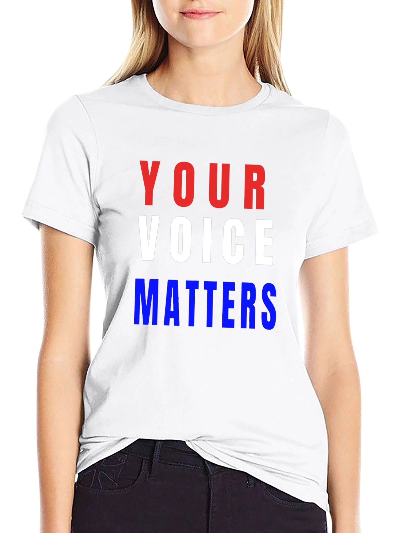 Black Your Voice Matters Graphic Tee - Patriotic T-Shirt view 9
