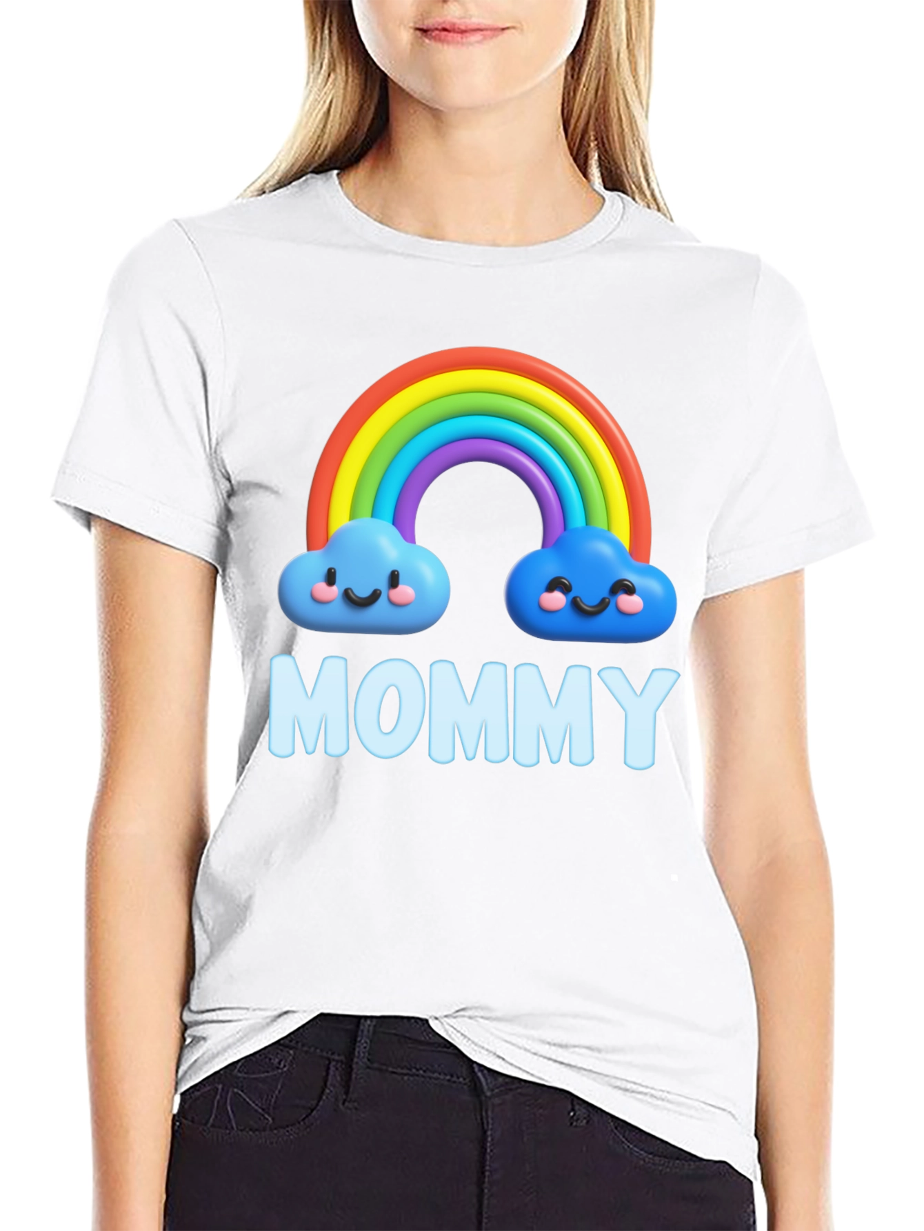 Black Rainbow Mommy Graphic T-Shirt - Cute & Comfortable! view 9