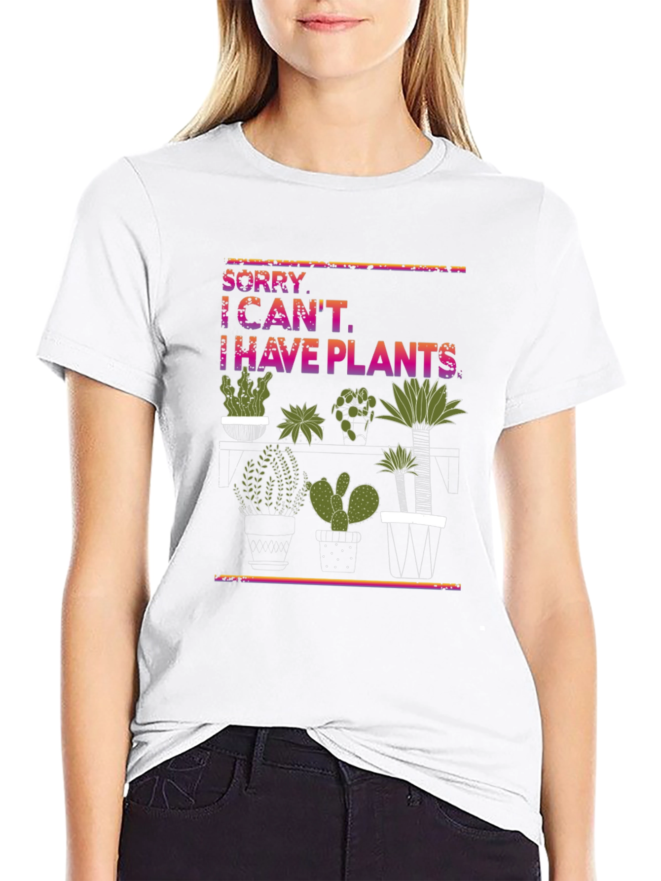 Black Plant Lover T-Shirt - Sorry I Can't, I Have Plants! view 9