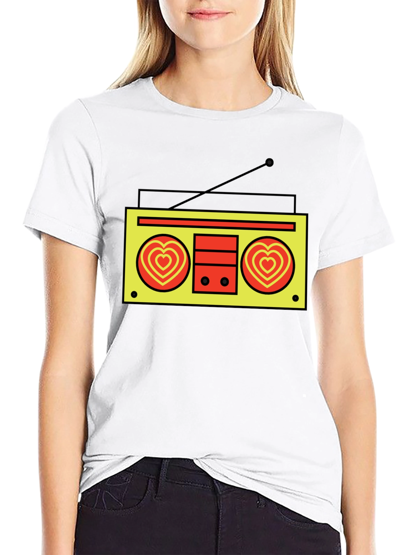 Black Retro Radio Heart T-Shirt - Black view 9