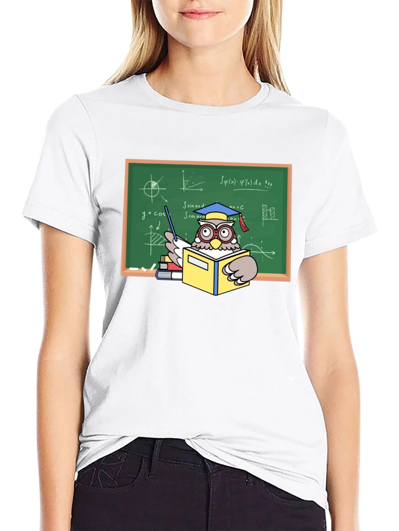 Black Professor Owl Graphic T-Shirt - Academic Humor view 9