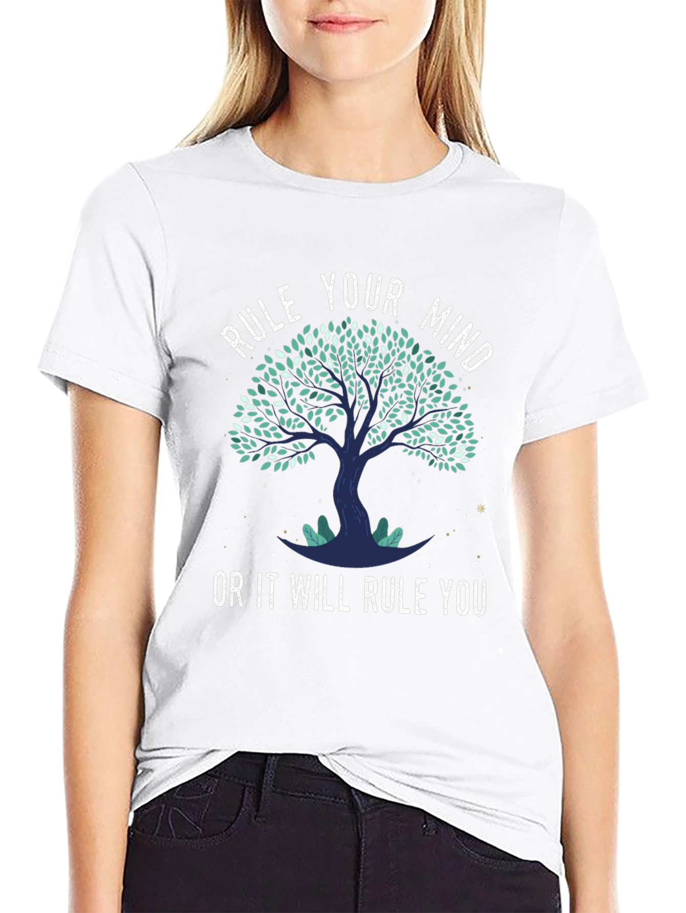 Black Rule Your Mind Tree Graphic Tee view 9