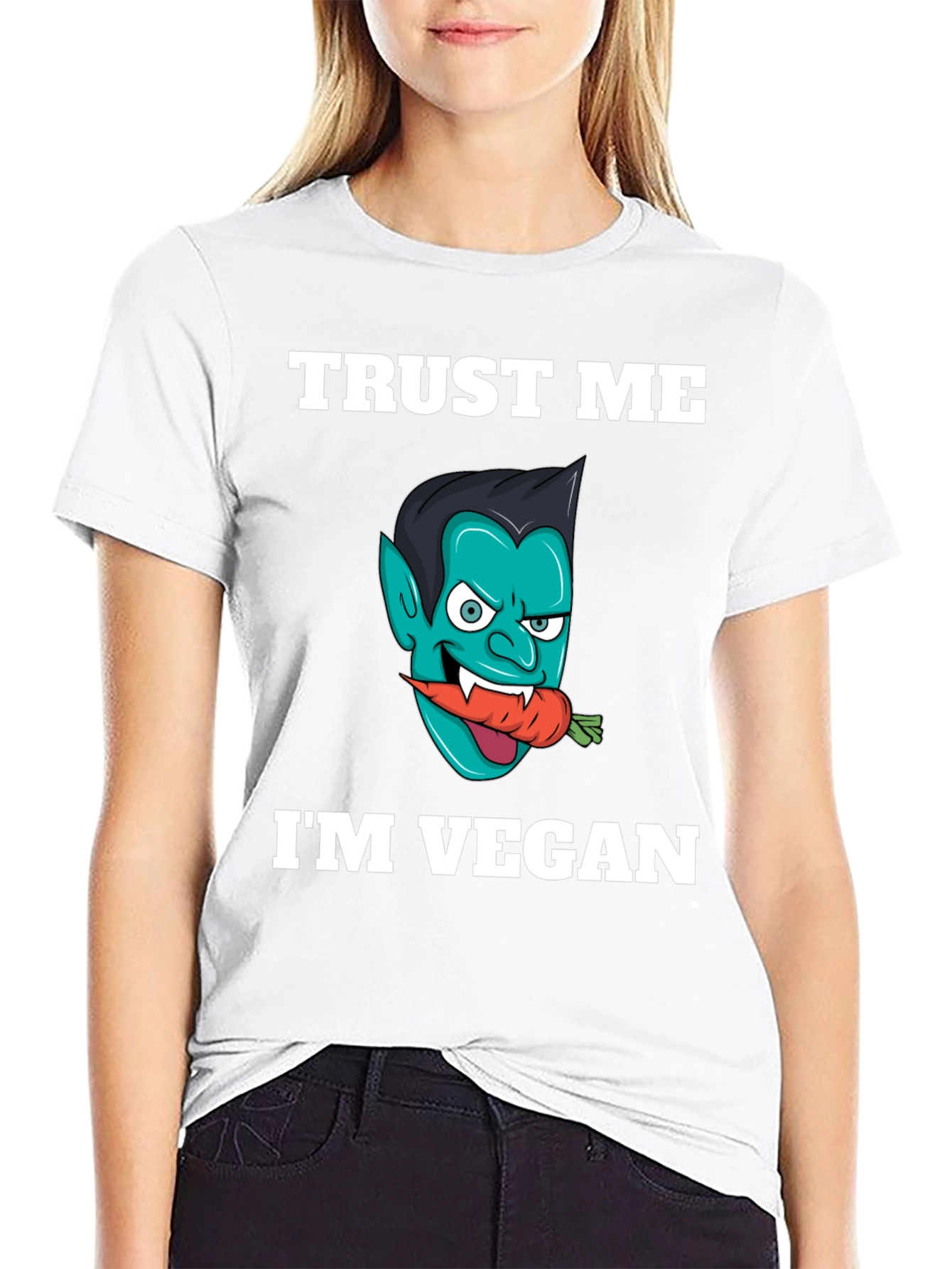 Black Vegan Vampire T-Shirt - Trust Me, I'm Vegan! view 9