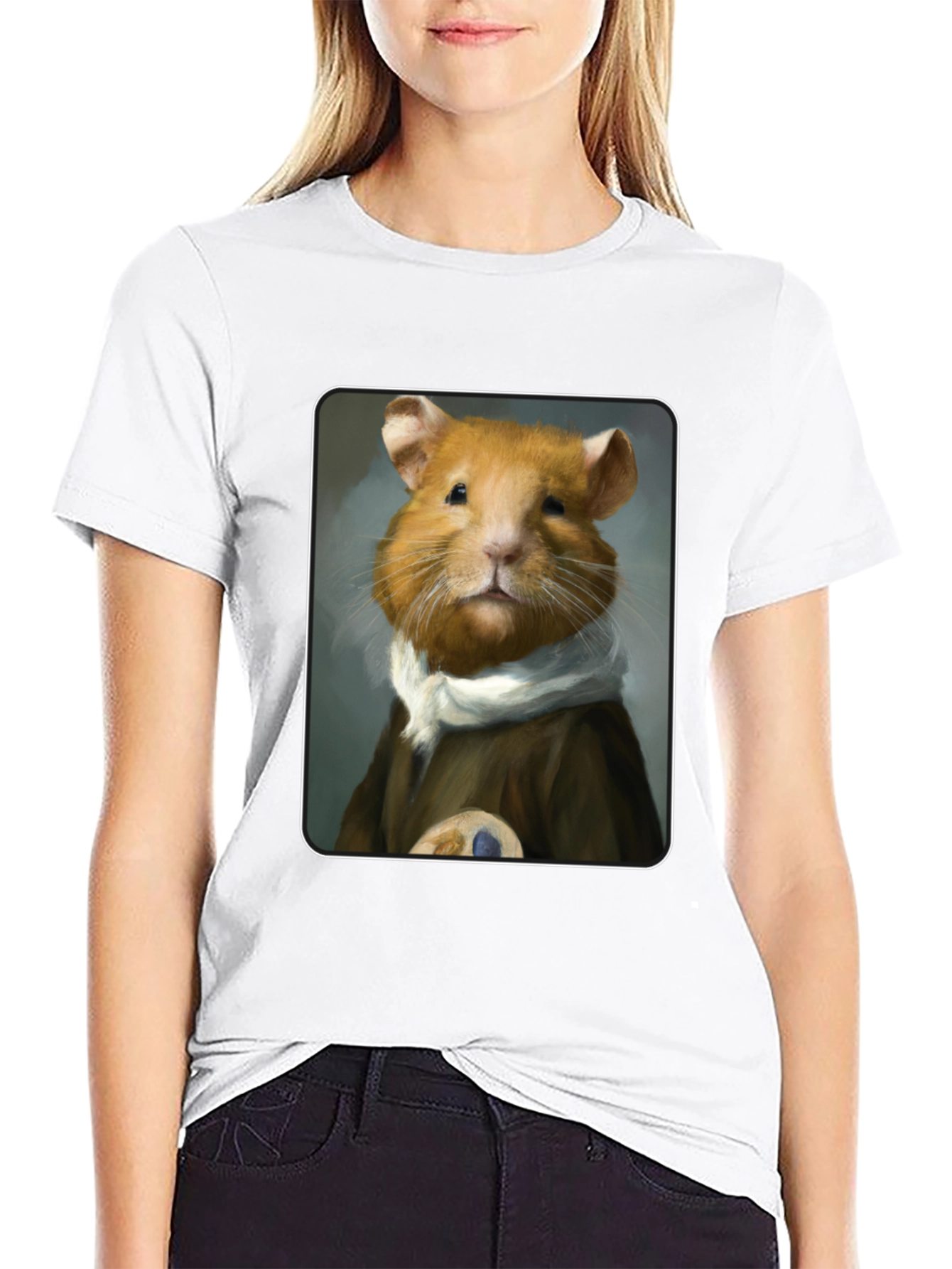 Black Hamster Portrait T-Shirt - Unique & Quirky Tee view 9